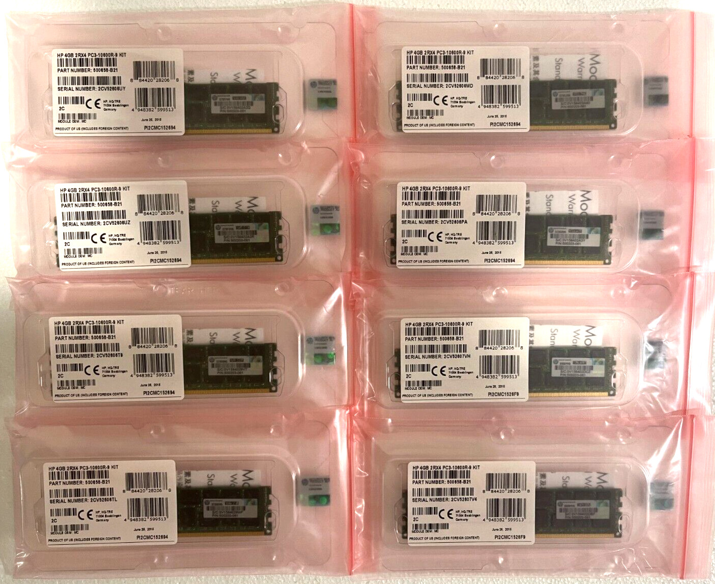 HP 32GB DDR3 Server RAM 8 x 4GB PC3-10600R 1333MHz 500658-B21 Proliant G6 G7 G8