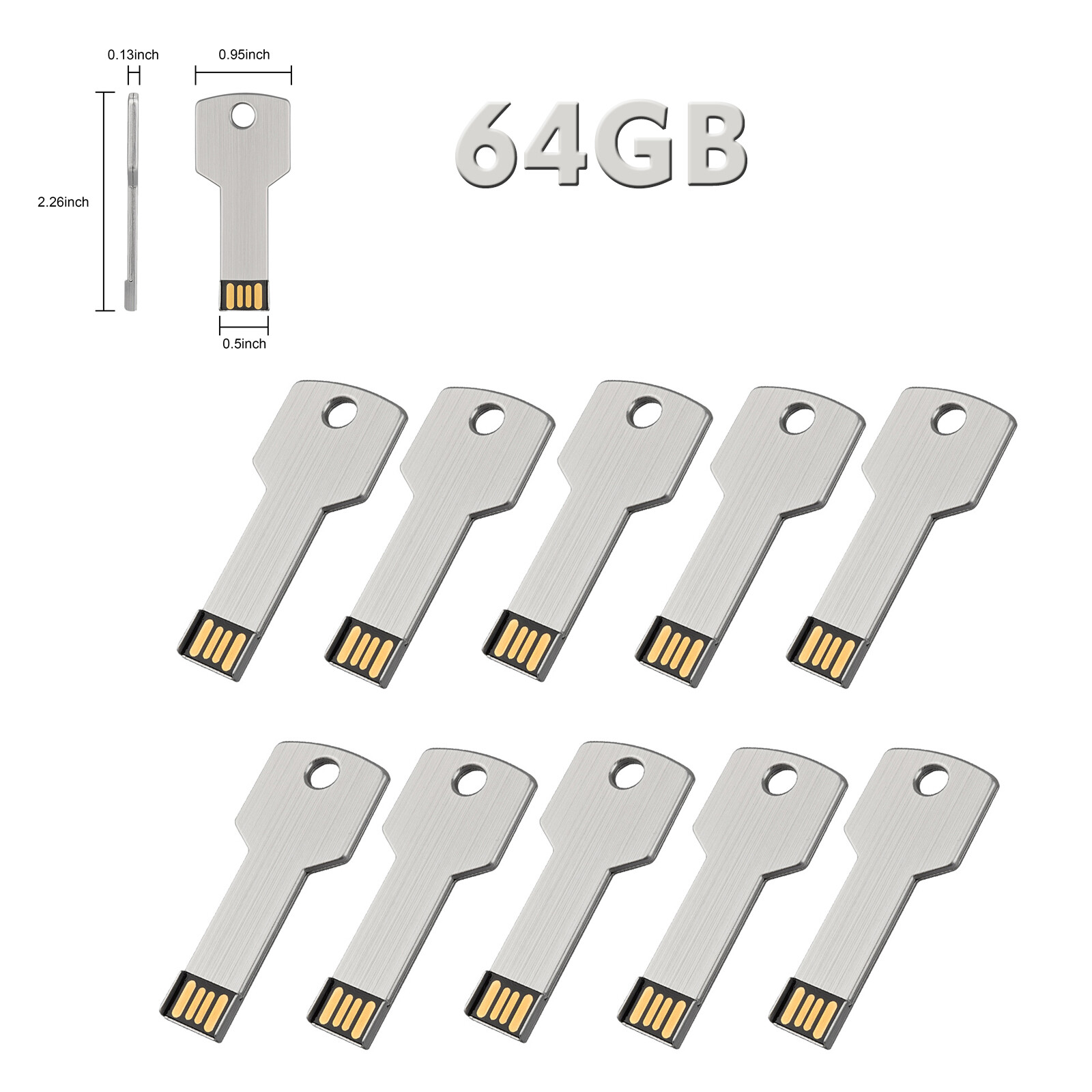 Key Shape USB 2.0 Flash Drives 64GB Memory Stick USB Thumb Drives LOT