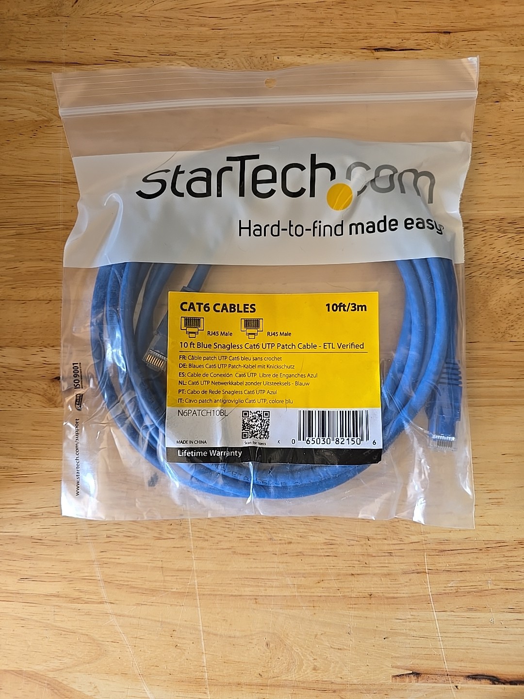 StarTech N6PATCH10BL 10 ft Blue Snagless Cat6 UTP Gigabit Patch Category 6