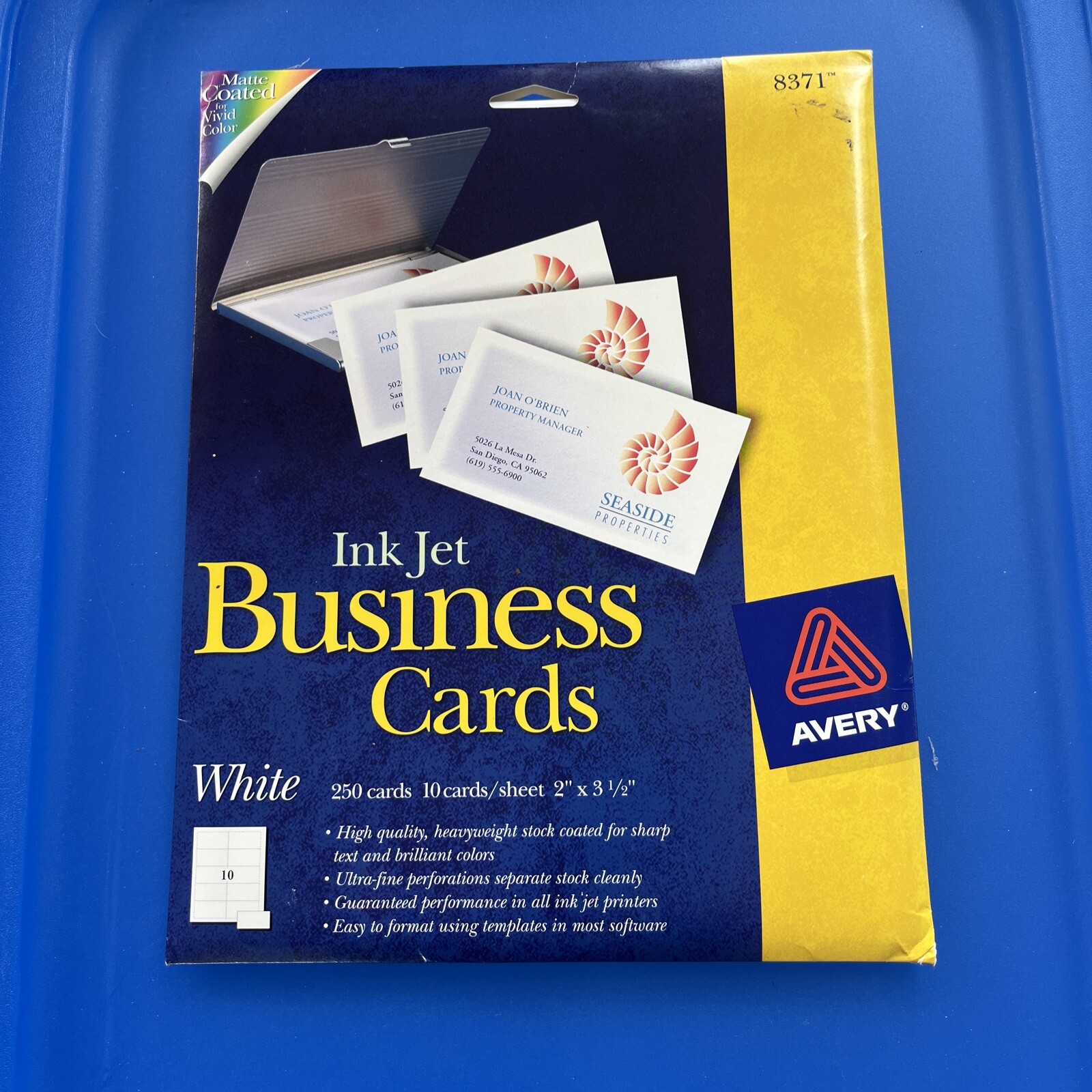 Avery 8371 Business Cards | Matte White | 250 cards | 2'' x 3 1/2'' | NOS