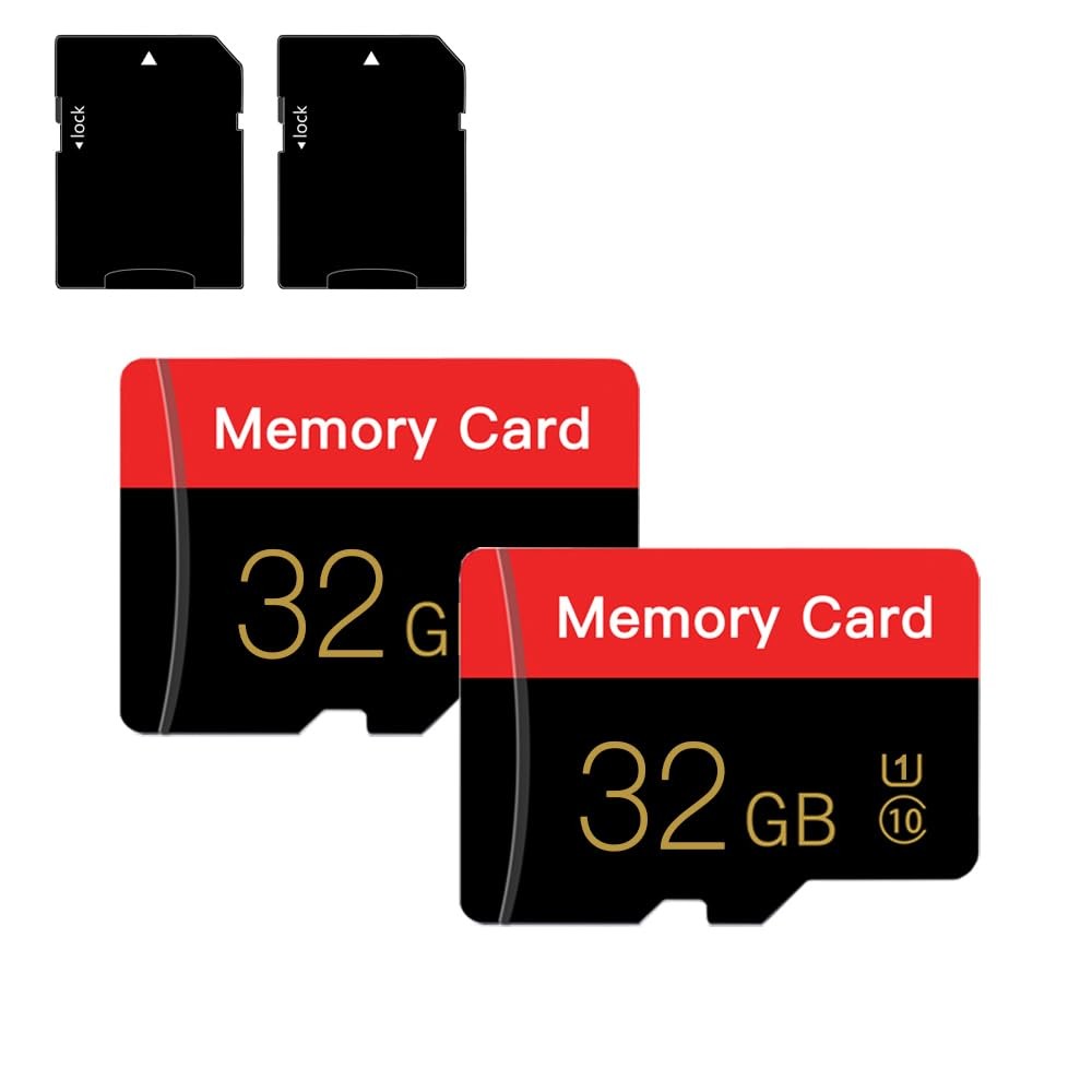 Micro Memory Card 32GB with Adapter C10/U1/UHS-I/A1 Red 32GB 2 Pack
