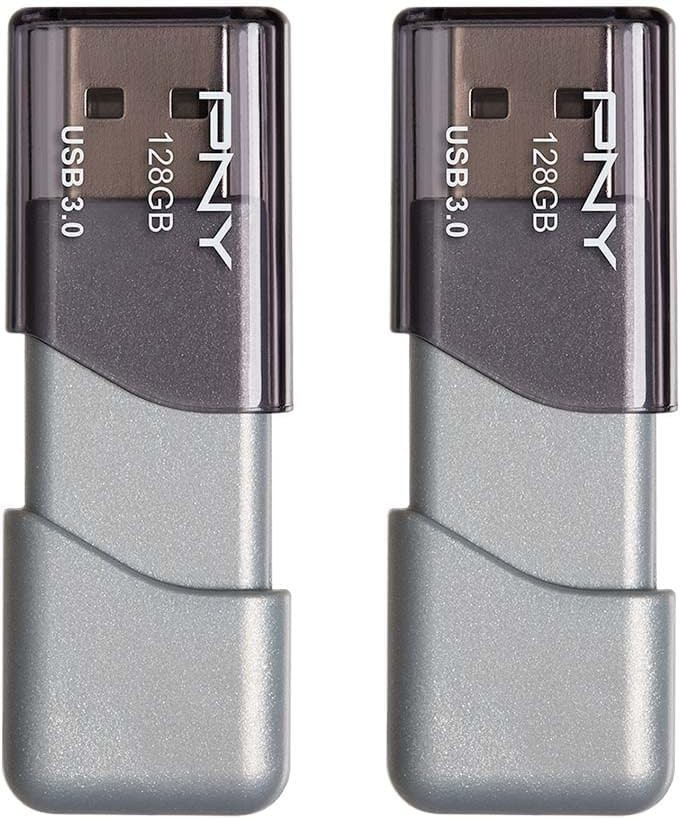 Portable 128GB Turbo Attaché 3 USB 3.0 Flash Drive 2-Pack with Sliding Collar