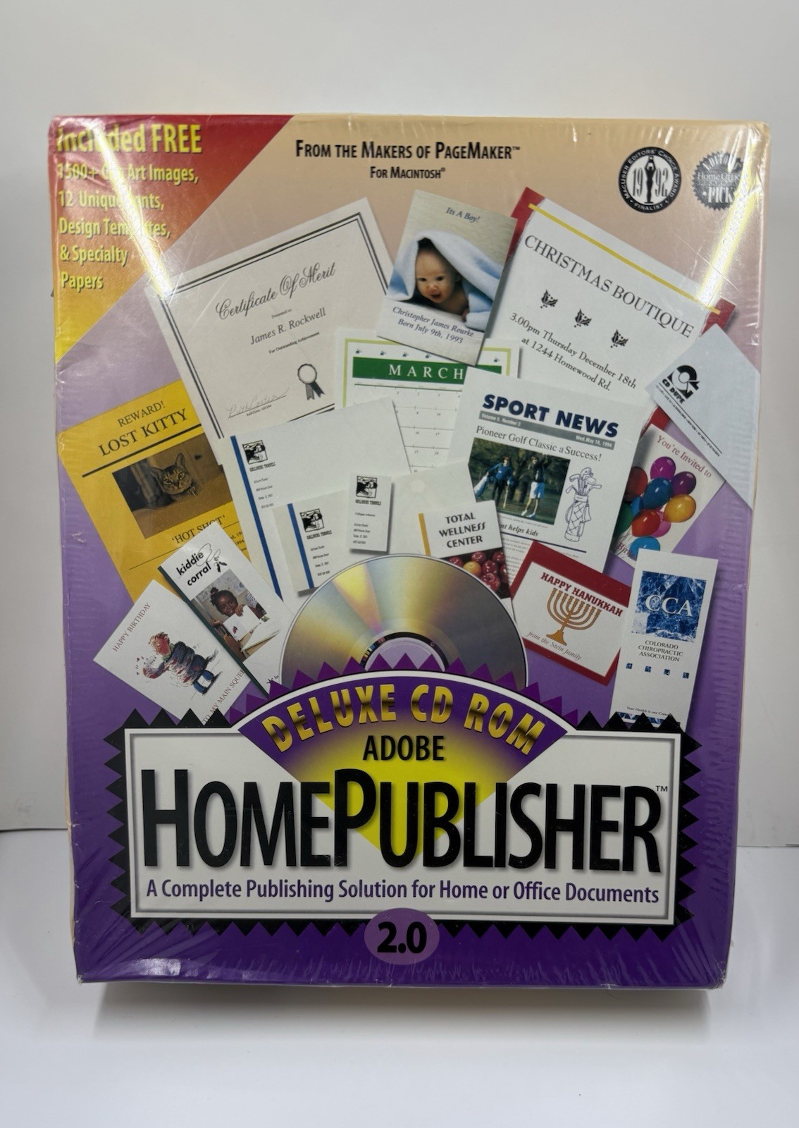 Vintage 1994 Adobe HomePublisher Deluxe CD ROM 2.0 Software Mac Brand New Sealed