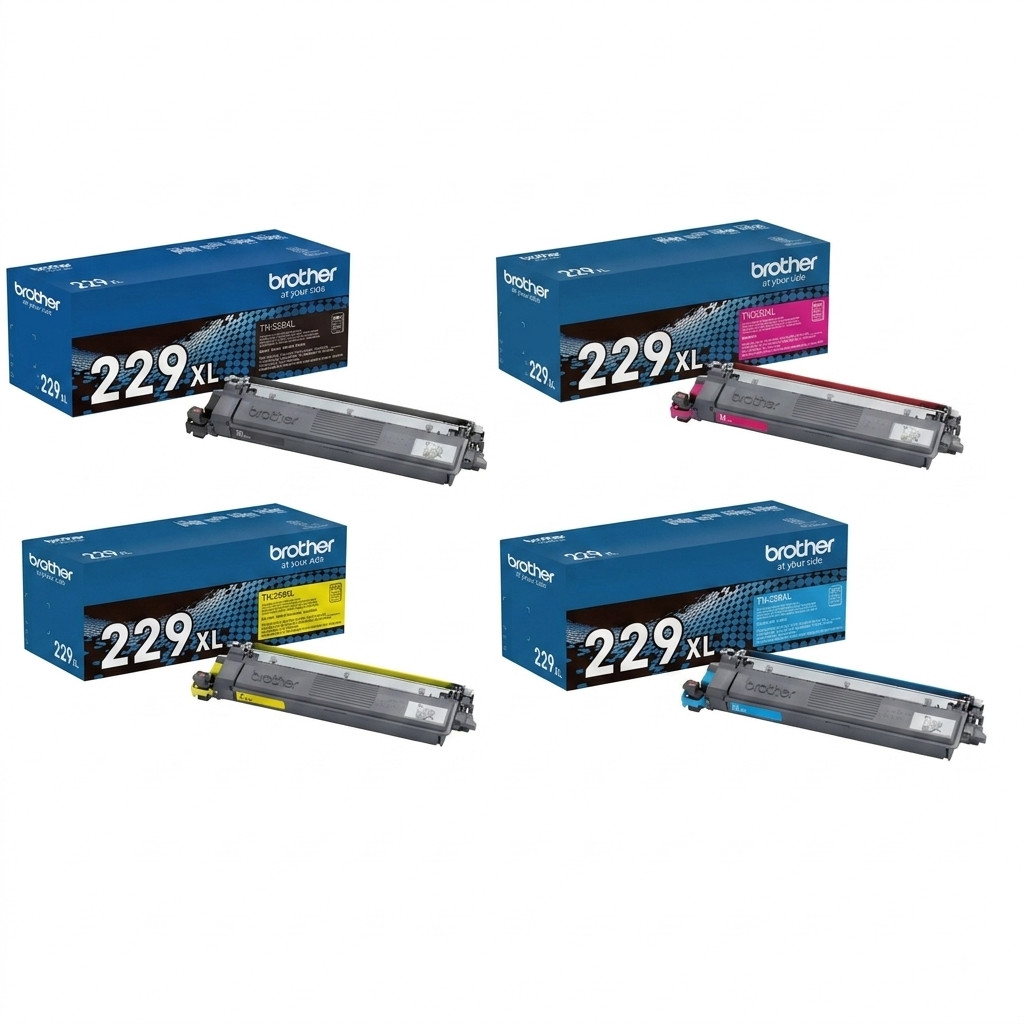Brother TN229XL Toner Cartridge Set 4-Pack BCMY Genuine OEM Sealed New