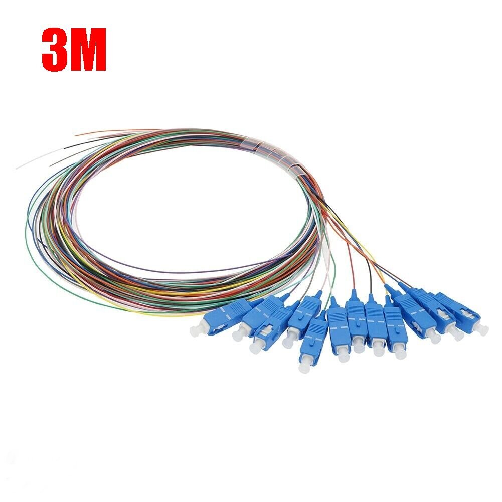 3M 12 Core SC/UPC Single-Mode Fiber Optic Optical Pigtail Cable LSZH Multicolor