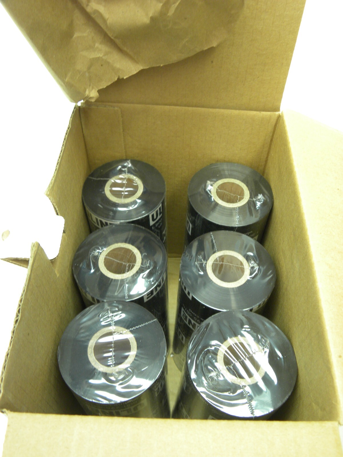 6 Pack ULINE S-7432 - Industrial Thermal Transfer Ribbons - Wax, 6.5" x 1,476'