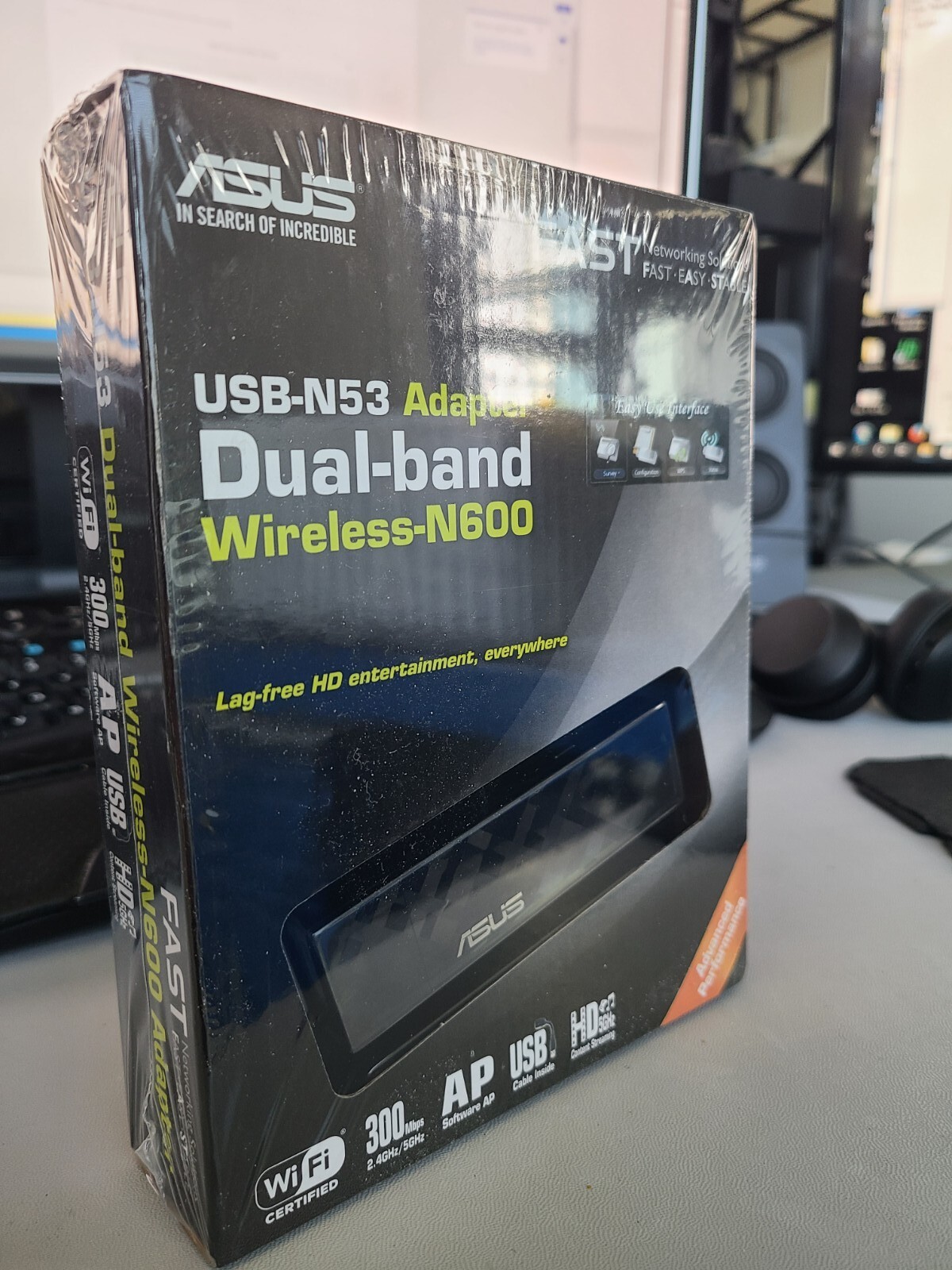 ASUS USB-N53 Wifi Adapter.  Dual-Band 300 Mbps Wireless-N USB Adapter 
