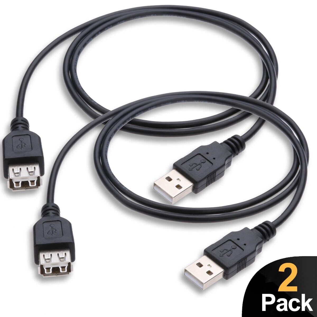2X3FT USB 2.0 A Male to A Female Extension Cable Cord Extender For PC or Laptop