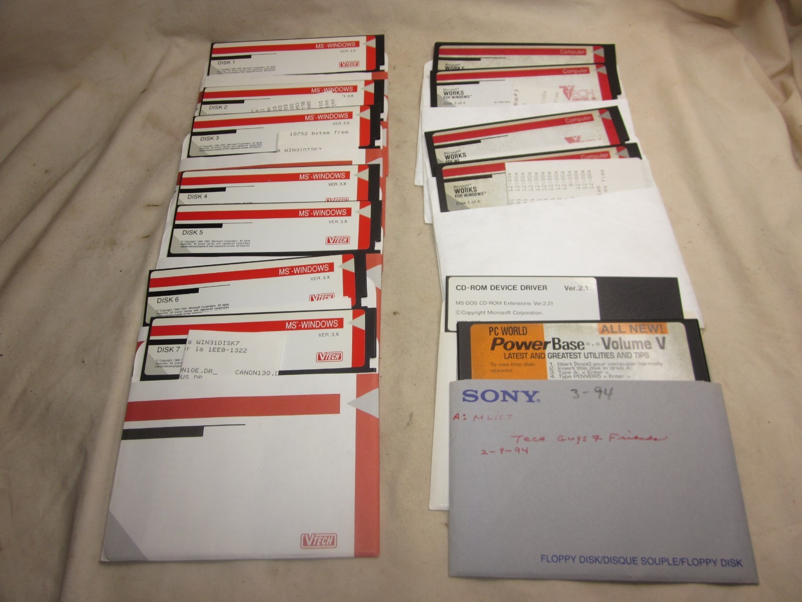 vintage computer software OS 5 1/4" floppy lot MS WINDOWS VER. 3.X Works 5.25