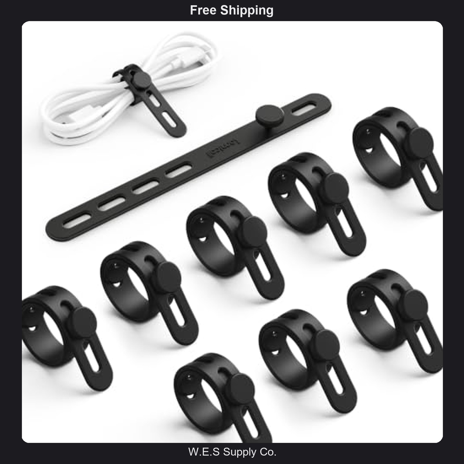 Lamicall 10 Pack Silicone Cable Ties Cord Organizer Wire Management Wraps