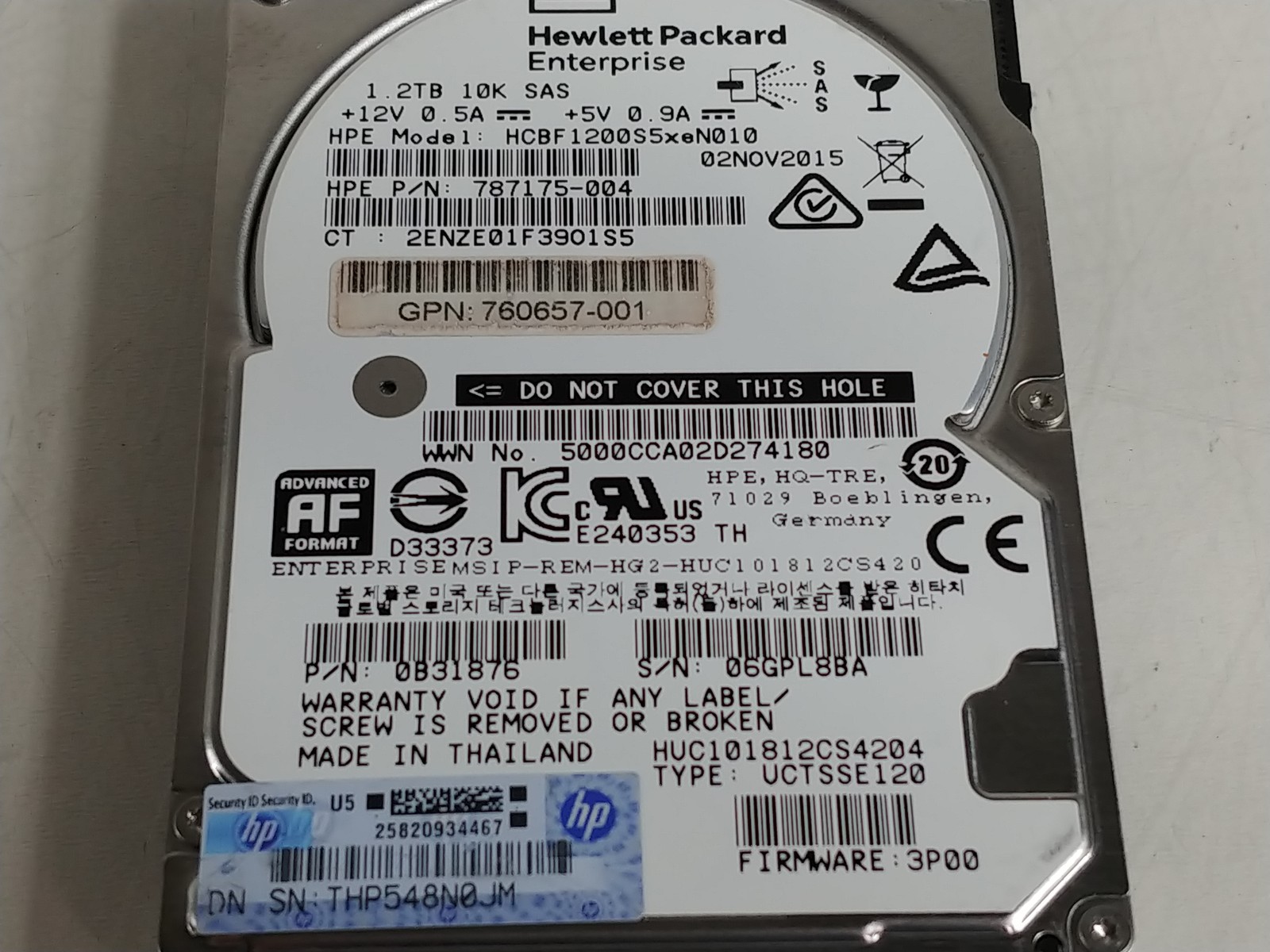 HGST HP HUC101812CS4204 1.2 TB SAS 3 2.5 in Enterprise Drive