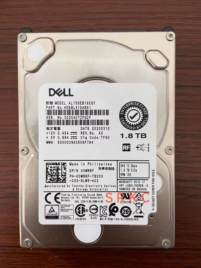 FOR Dell 0WRRF 1.8TB 10K 12Gbps SAS 2.5'' 512e HDD 00WRRF Hard Drive