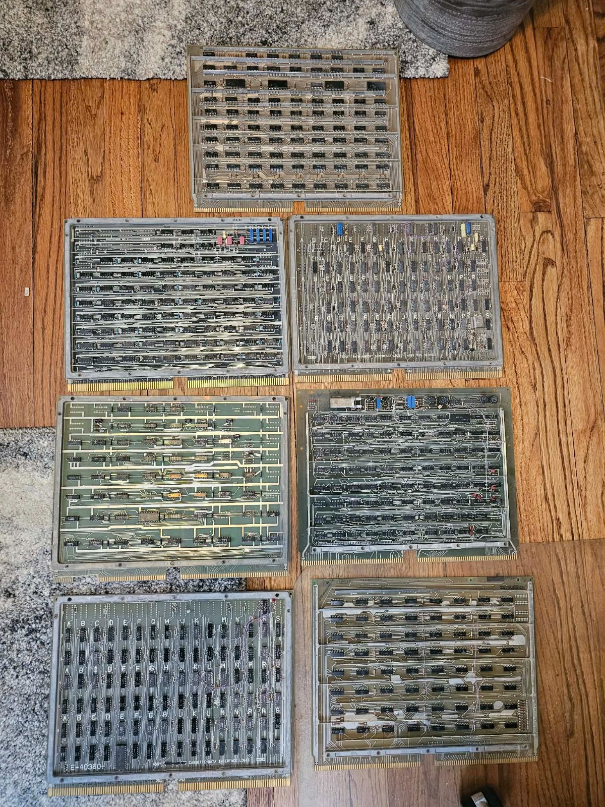 Rare Vintage NCR Mainframe Computer Board Set of 7 Reuse or Scrap Gold CPU RAM +