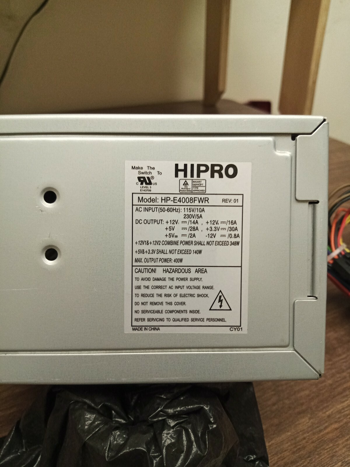 Genuine Gateway E6500 400 Watts Power Supply HIPRO HP-E4008FWR