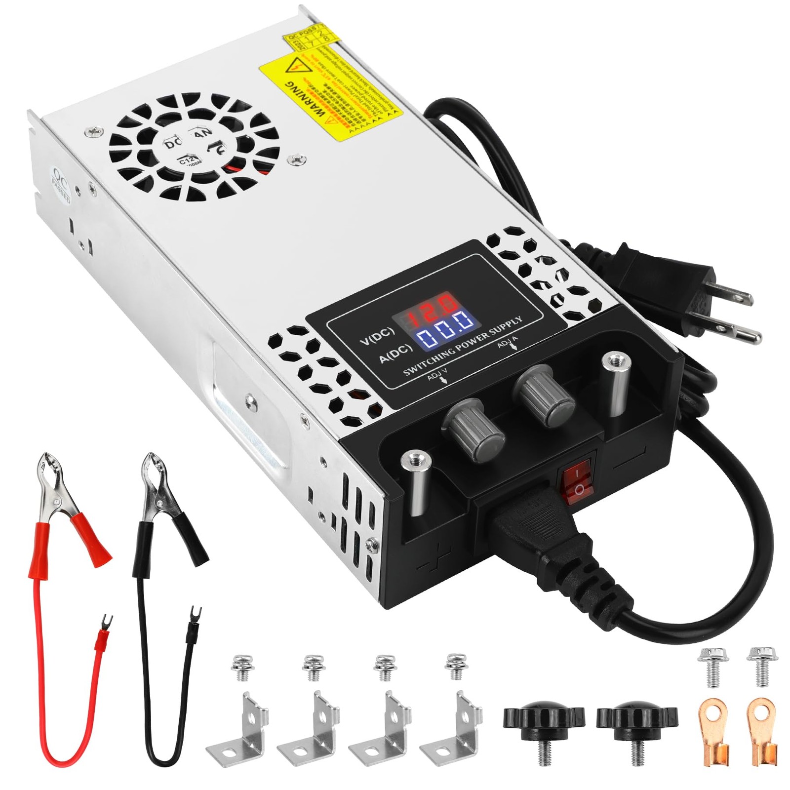 NUOWEIDE Adjustable 0-12V Power Supply 50A 600W, 110V AC to DC silver