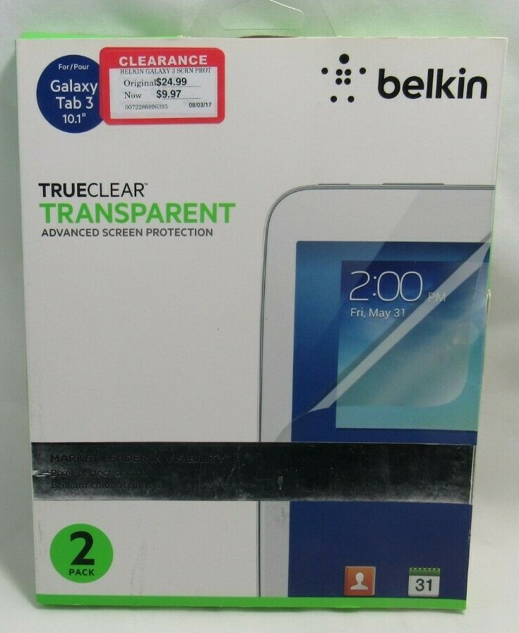 Belkin True Clear Transparent Screen Protection Galaxy Tab 3 10.1 2 Pack
