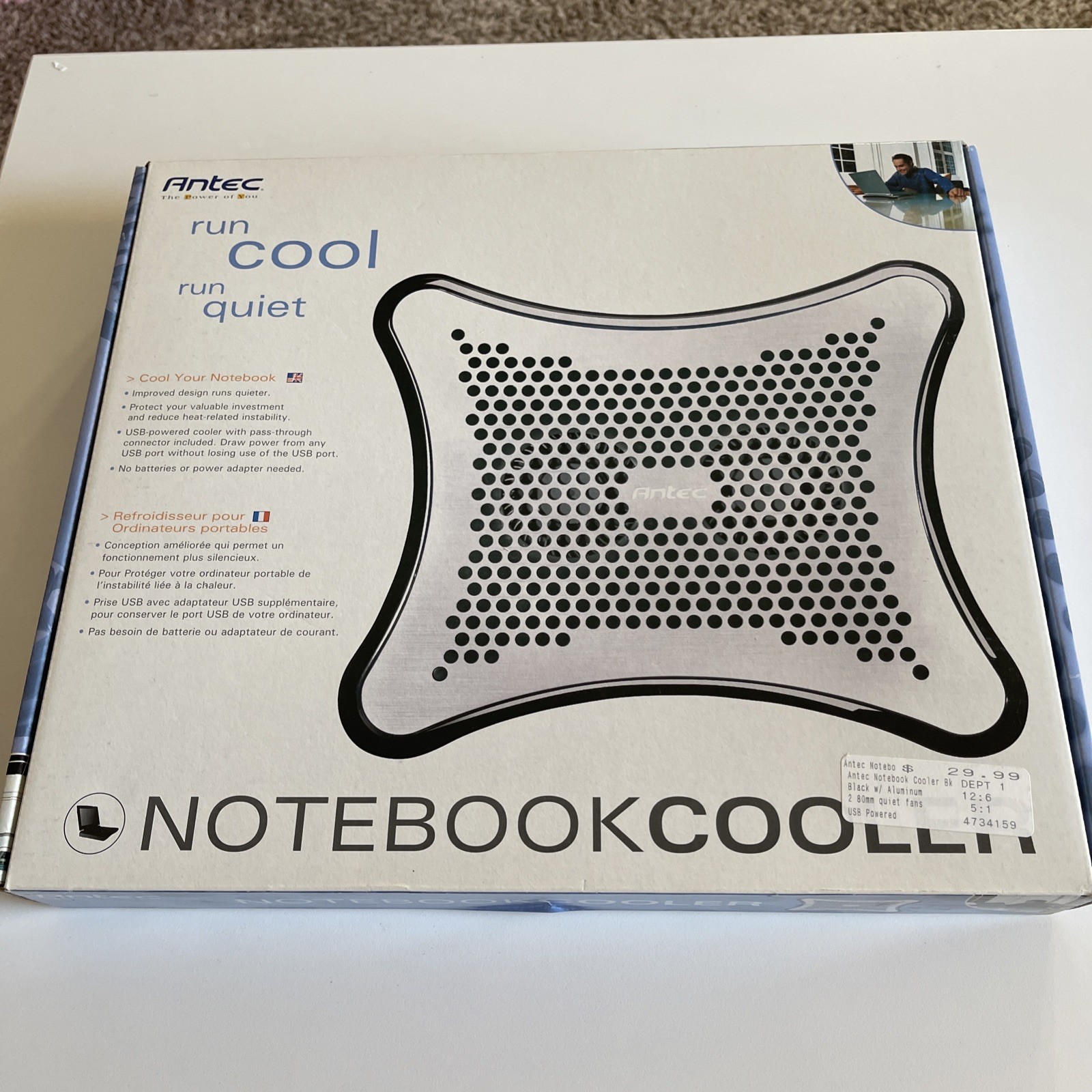 Brand New Antec Notebook Cooler Laptop Fan USB Powered Still Sealed