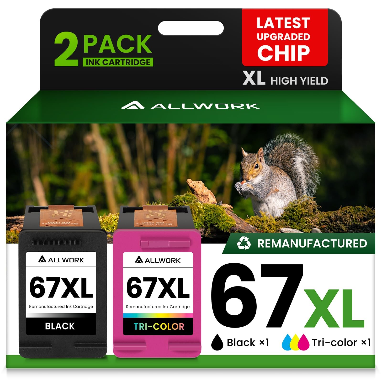 Cartridge HP Ink 67XL Black Color 2 Pack Replacement Compatible