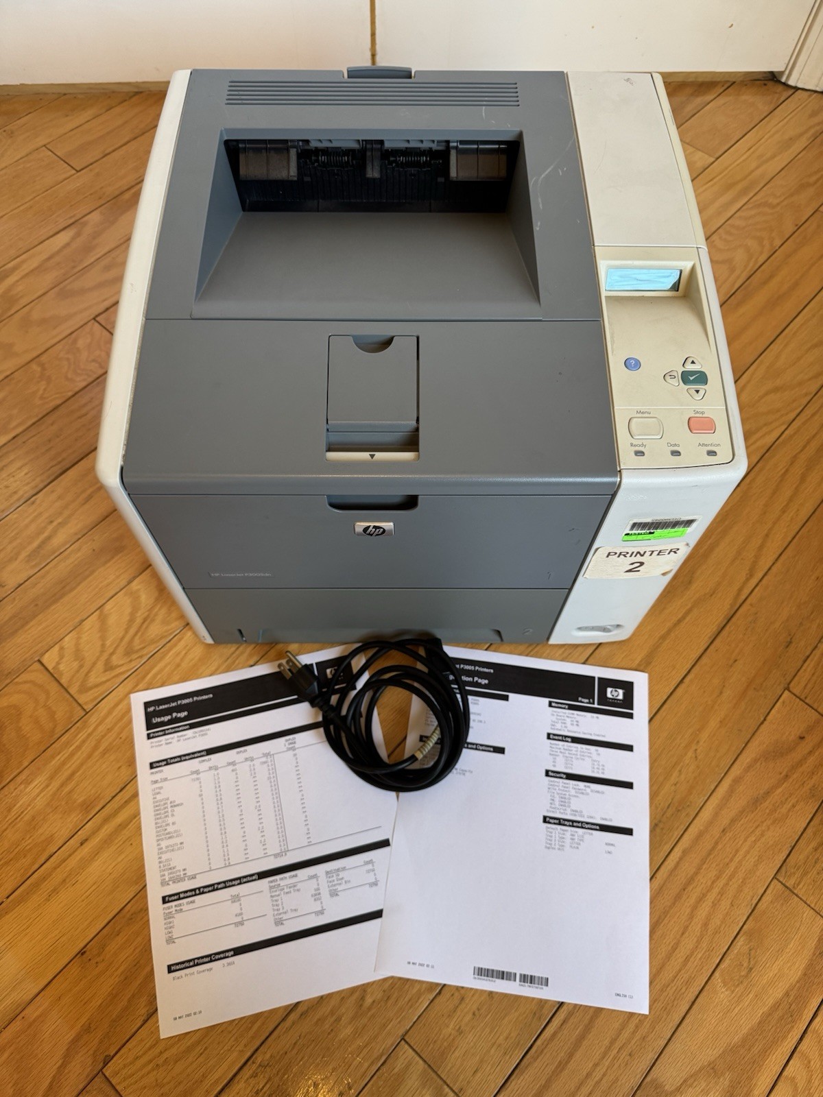HP LaserJet P3005DN Duplex Printer – 72k Pages – Power Cord Only – Tested