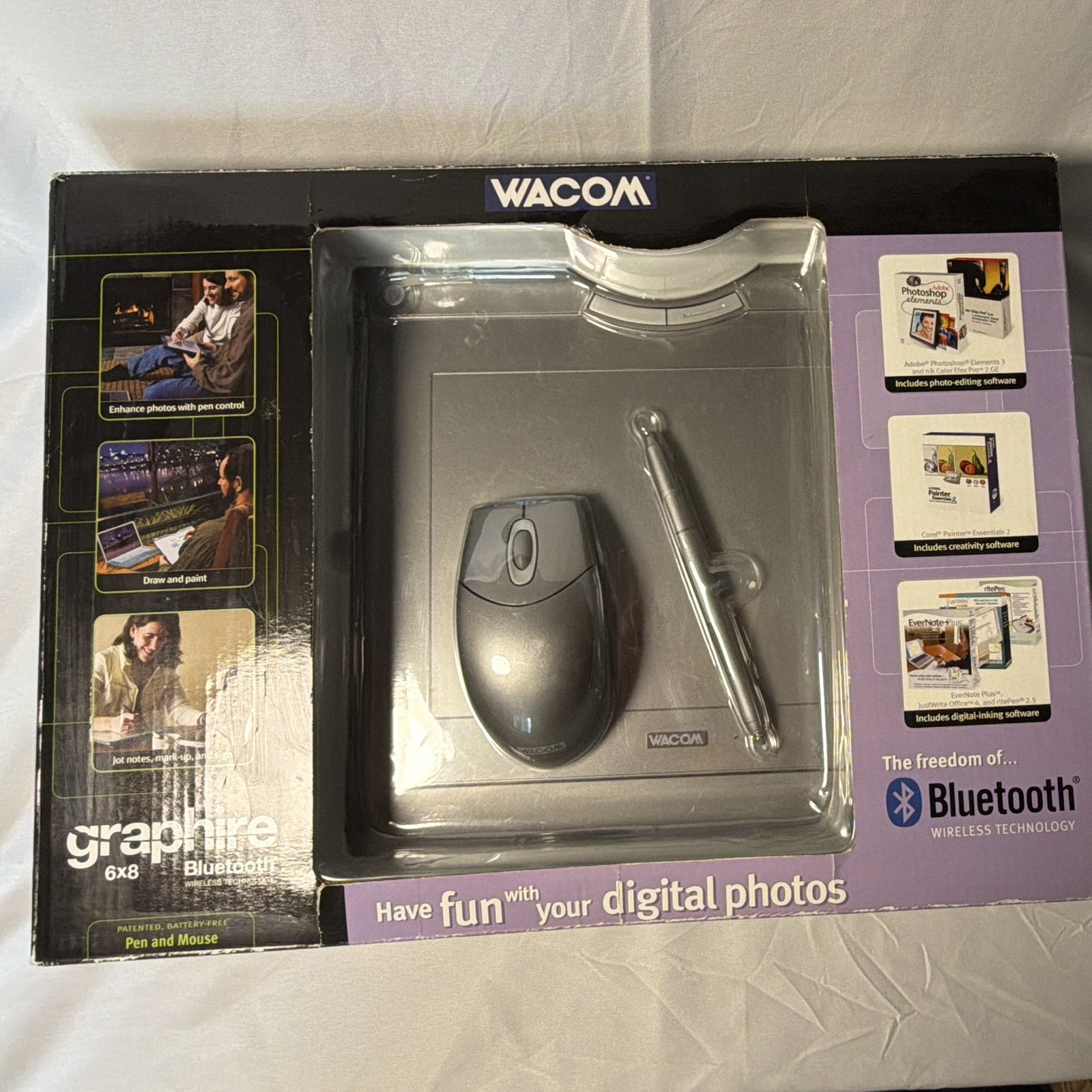 Wacom Graphire 6x8 Bluetooth Wireless Graphics Tablet Kit w/ Pen & Mouse