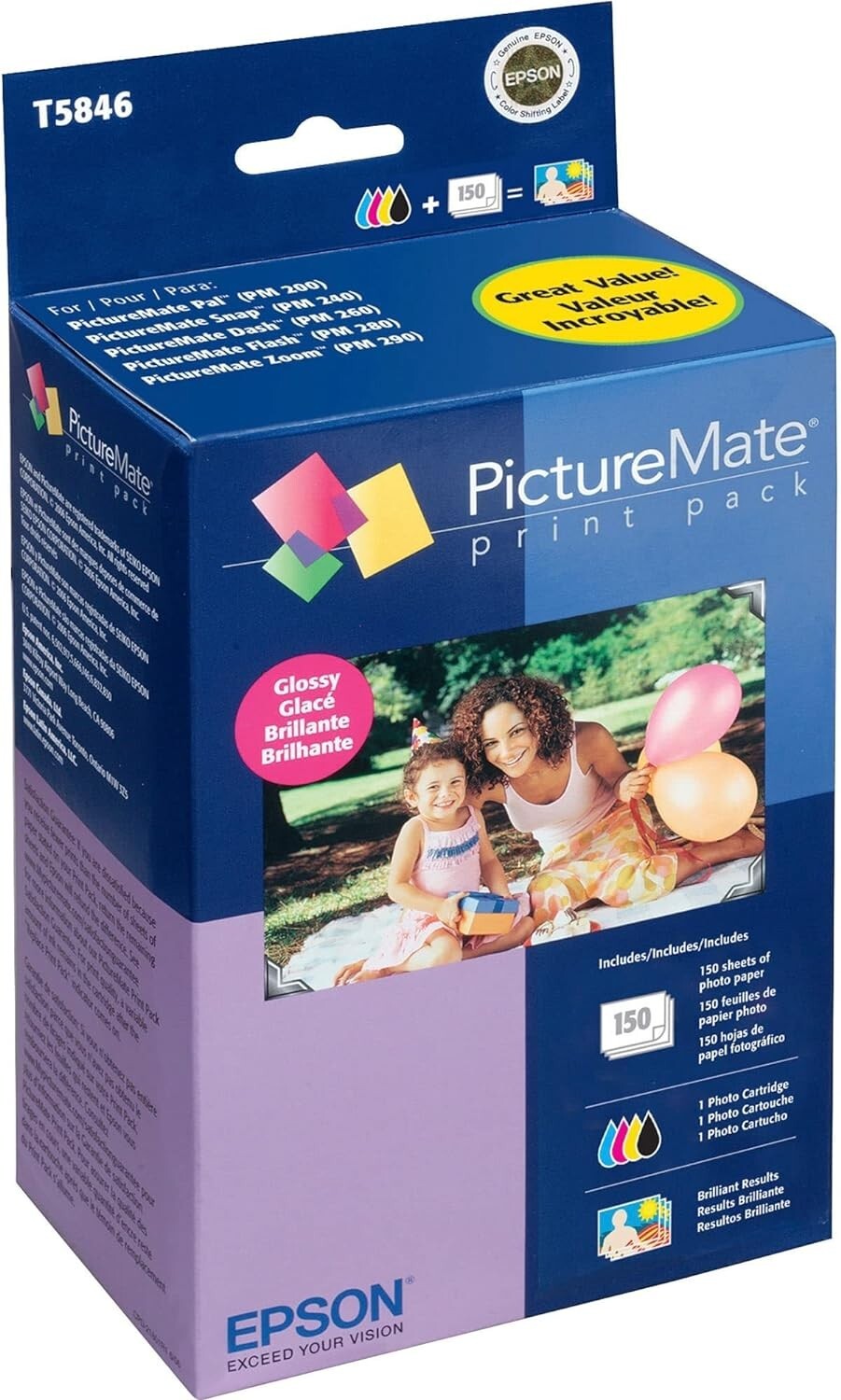 Original EPSON 5846 Ink cartridge & glossy photo paper T5846 for PictureMate NEW