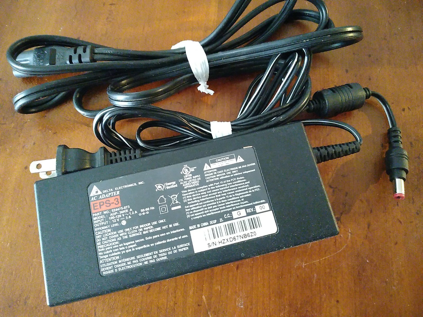 Delta Electronics AC Adapter/Power Supply EPS-3 Model: ADP-36KR A (12V 3A)  