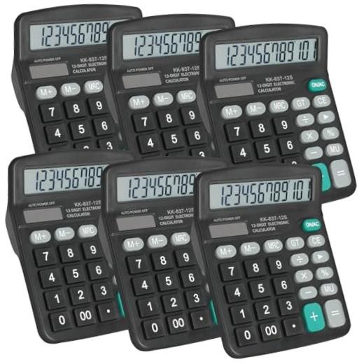 Calculator Bulk, 12 Digits Calculators Desktop with Large LCD Display 6 Pack