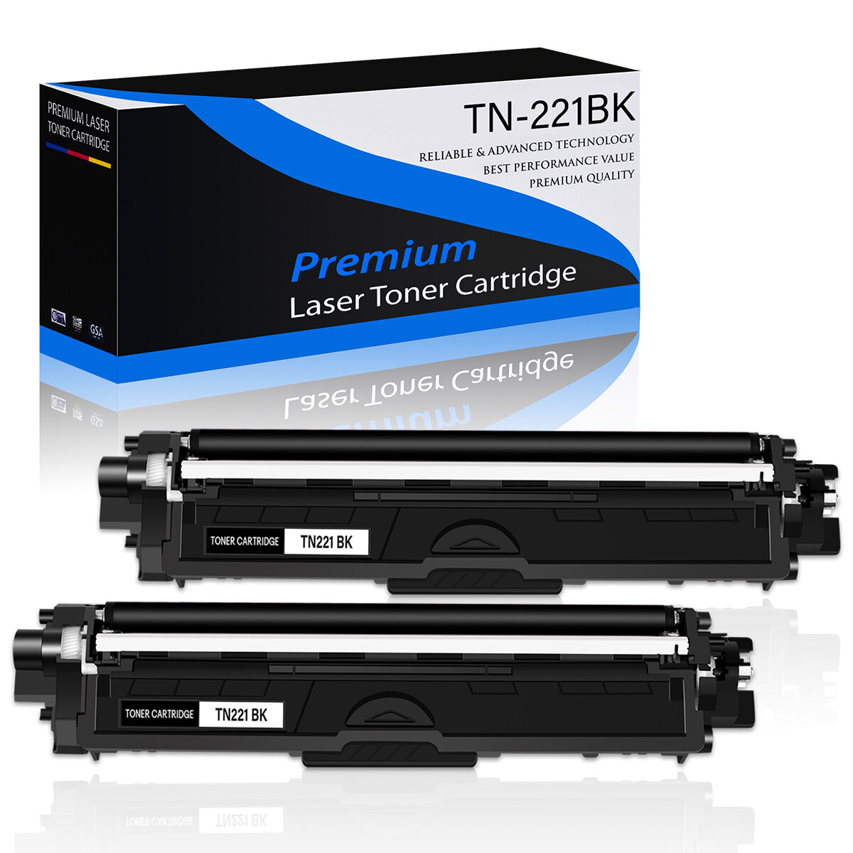2 PK TN221 Black Toner Cartridge for Brother TN-221 MFC-9140CDN DCP-9020CDN