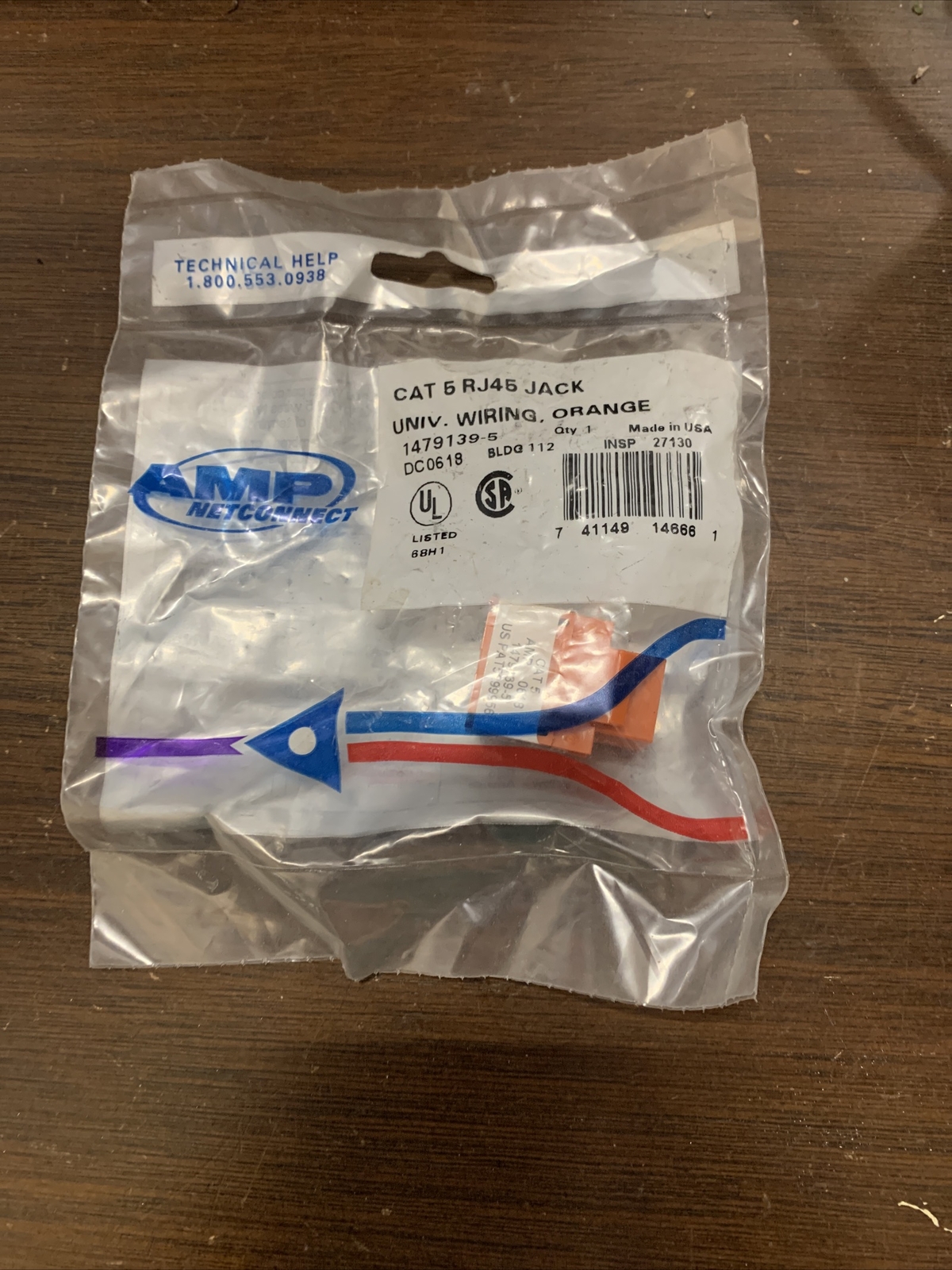 AMP NETCONNECT CAT 5E RJ45 JACK UNIVERSAL WIRING ORANGE **