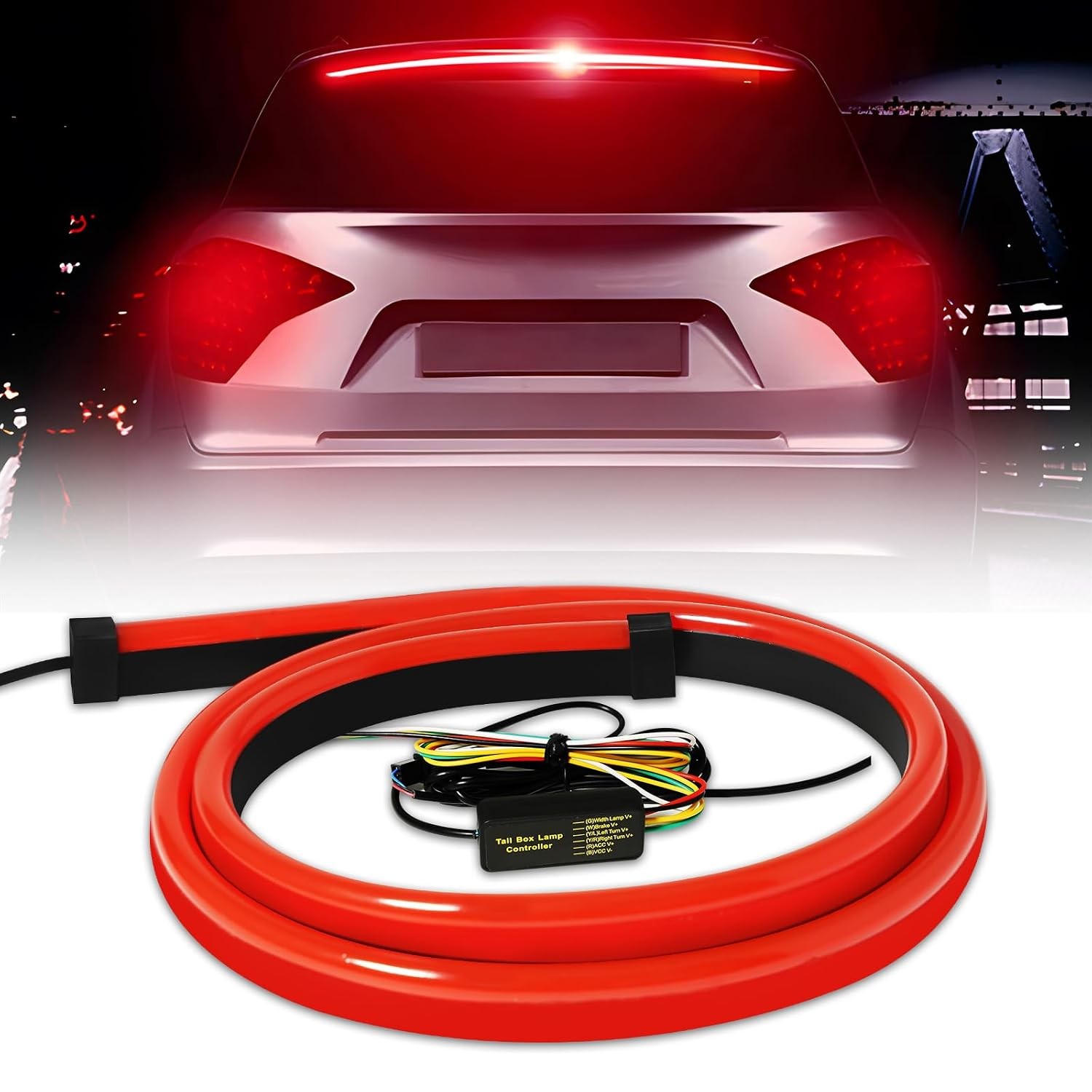 40" LED Red Sequential Turn Signal Brake Light Strip DC 12V Third Brake Light