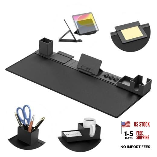 Desk Pad Mat Set, 6 in 1 Mouse Mat with Magnetic Desktop Storage Black