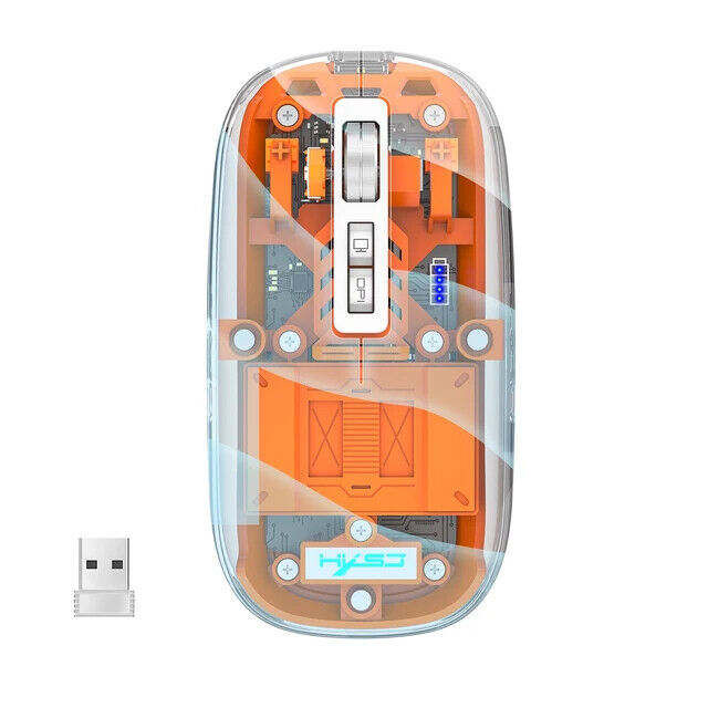 3 Modes Wireless Bluetooth Transparent Mouse 2.4G USB 2400DPI Rechargeable