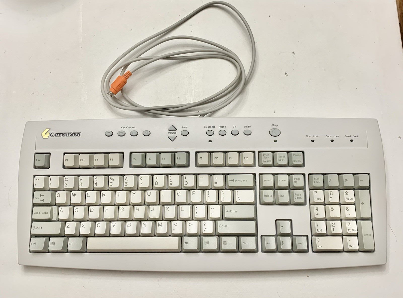 Vtg. Gateway 2000 Keyboard E0615OU011-C Grey White