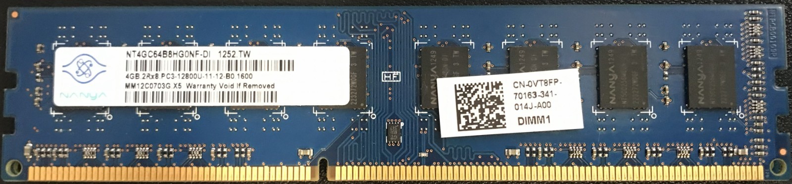 Nanya Technology 4 GB DDR3-1600 Desktop UDIMM RAM Memory NT4GC64B8HG0NF-DI
