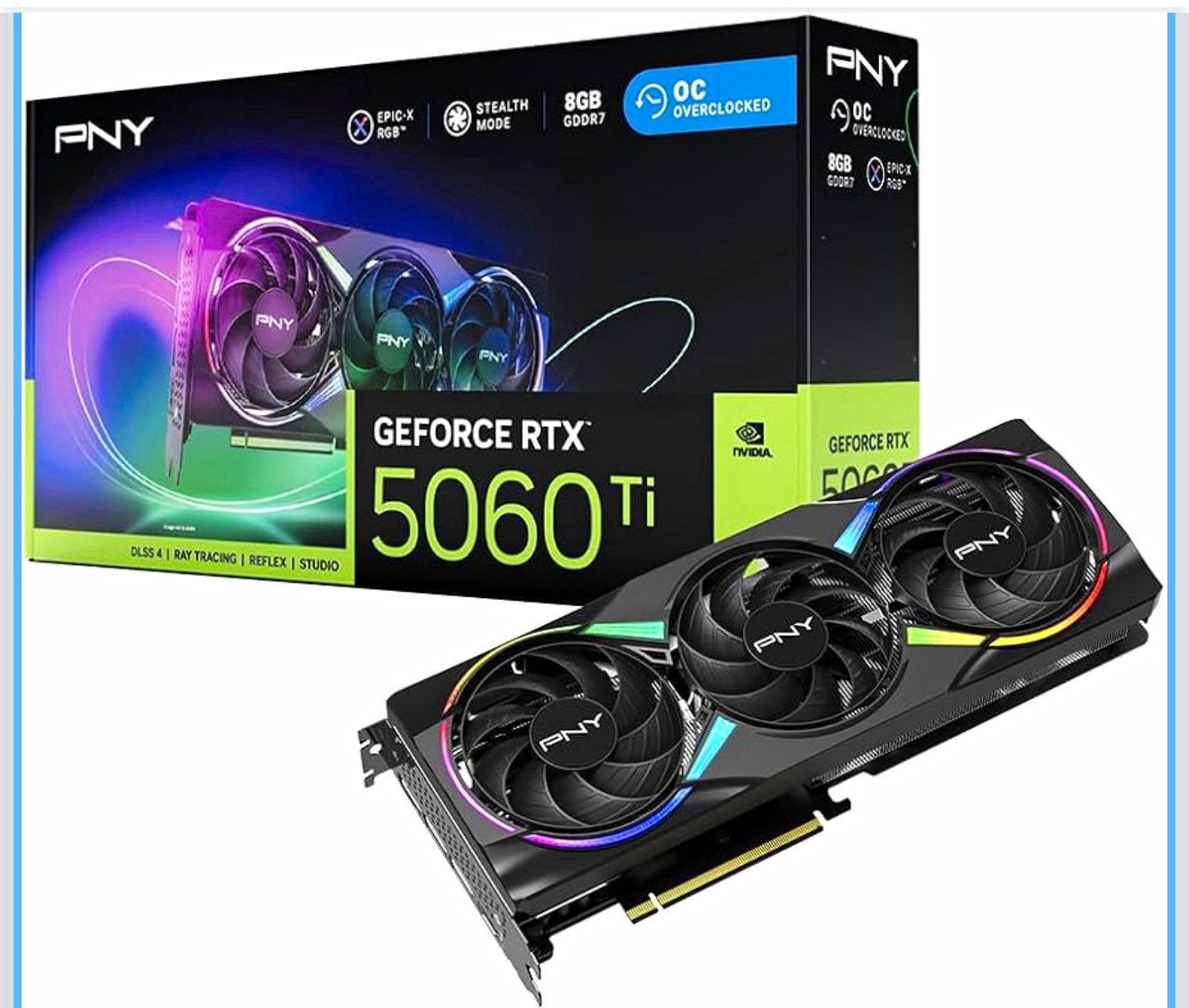 PNY NVIDIA GeForce RTX 5060 Ti 8GB GDDR7 OC RGB PCIe Graphics Card