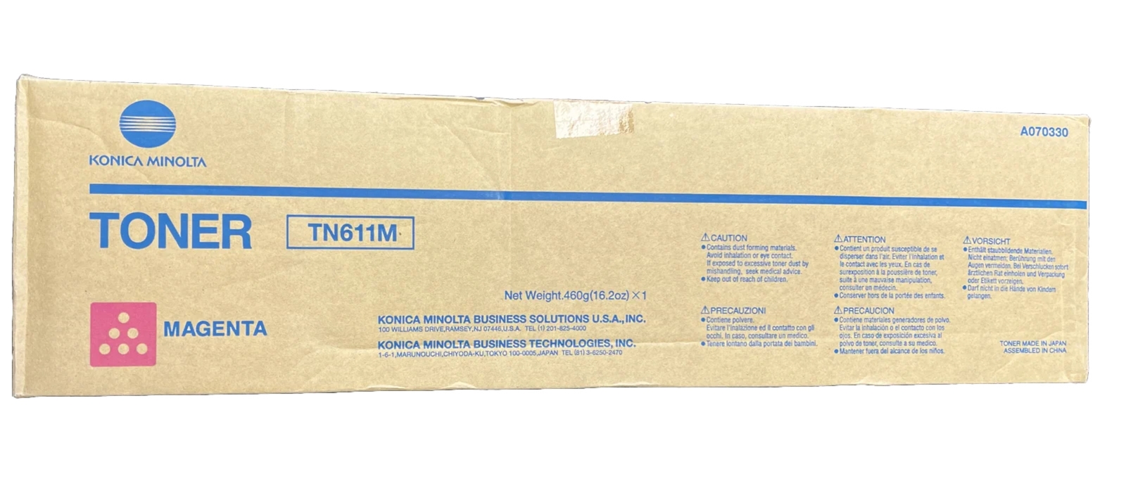 Konica Minolta TN611M  A070330 Magenta Toner Cartridge, bizhub C451, C550, C650
