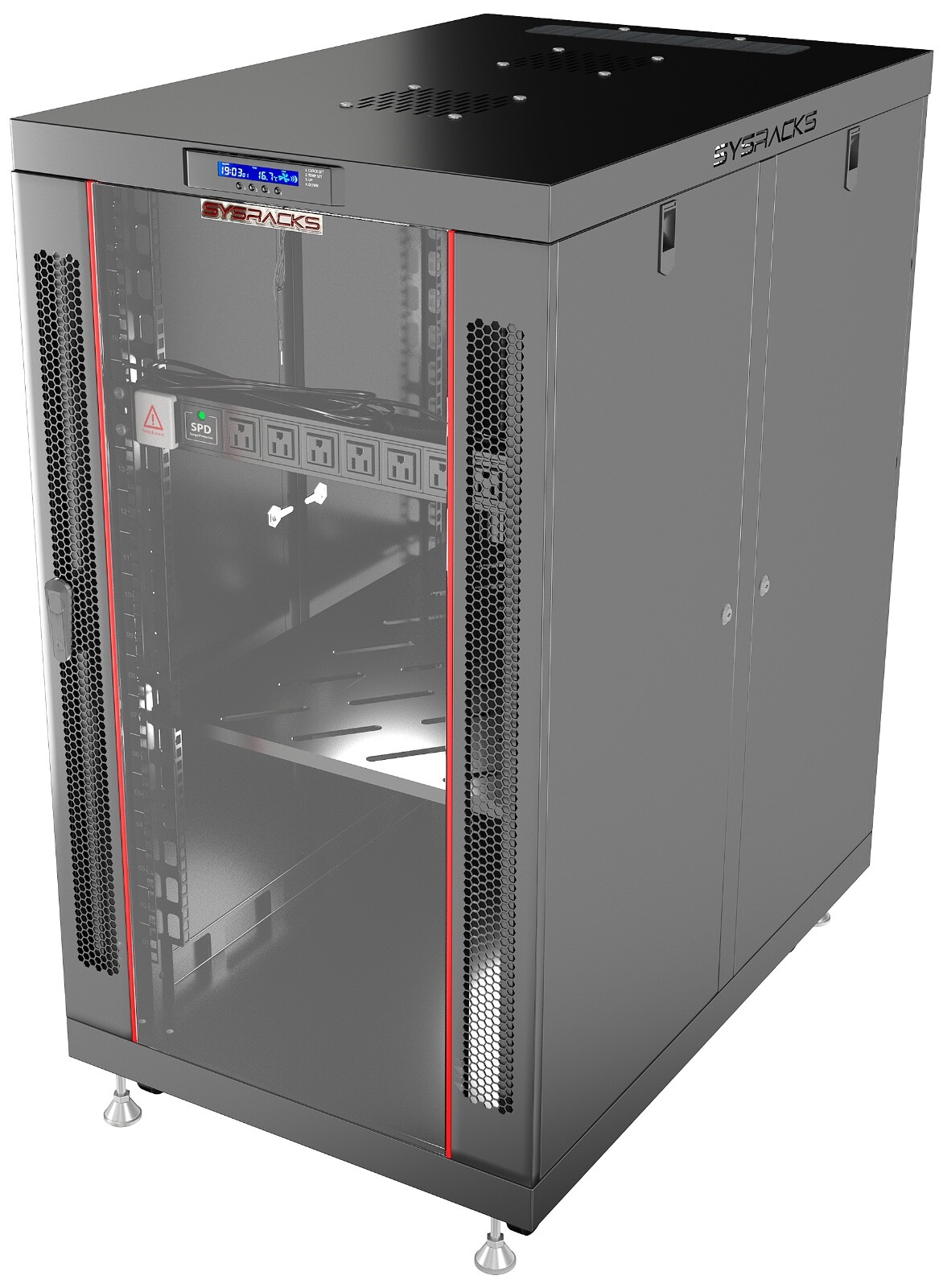 Sysracks 18U Server Rack Cabinet 35" Deep 19" Network Enclosure, Fans, PDU
