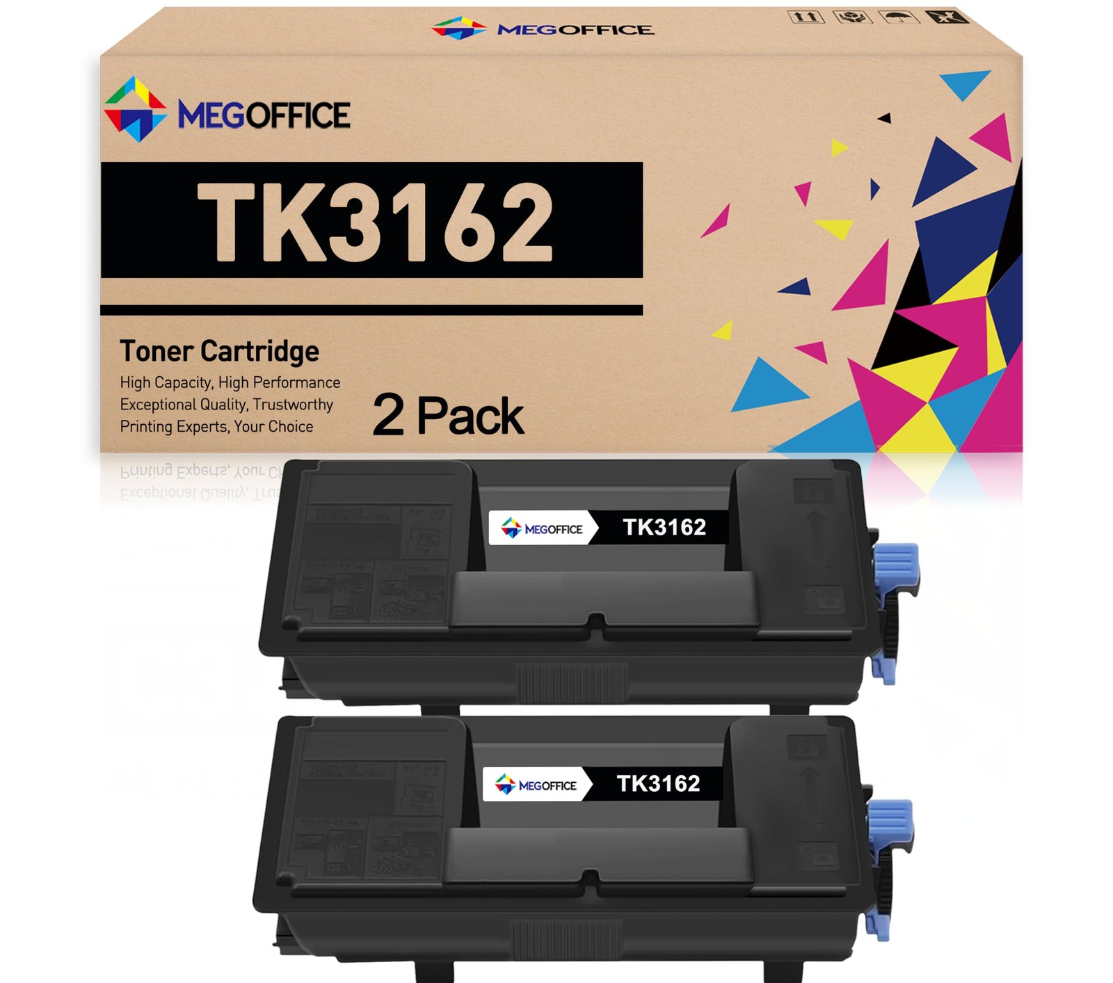 Replacement Toner Cartridge TK3162 TK-3162 Black 2 Pack