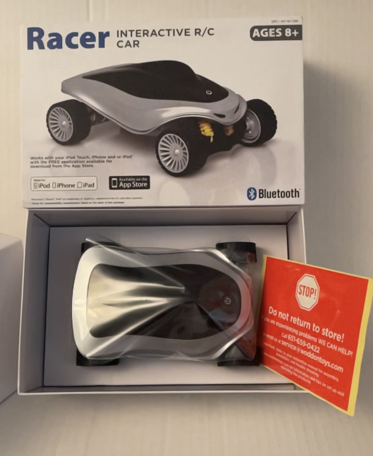 RACER INTERACTIVE A/C CAR WODDON (WORKS W/ Bluetooth iPhone, iPad, iPod) NEW
