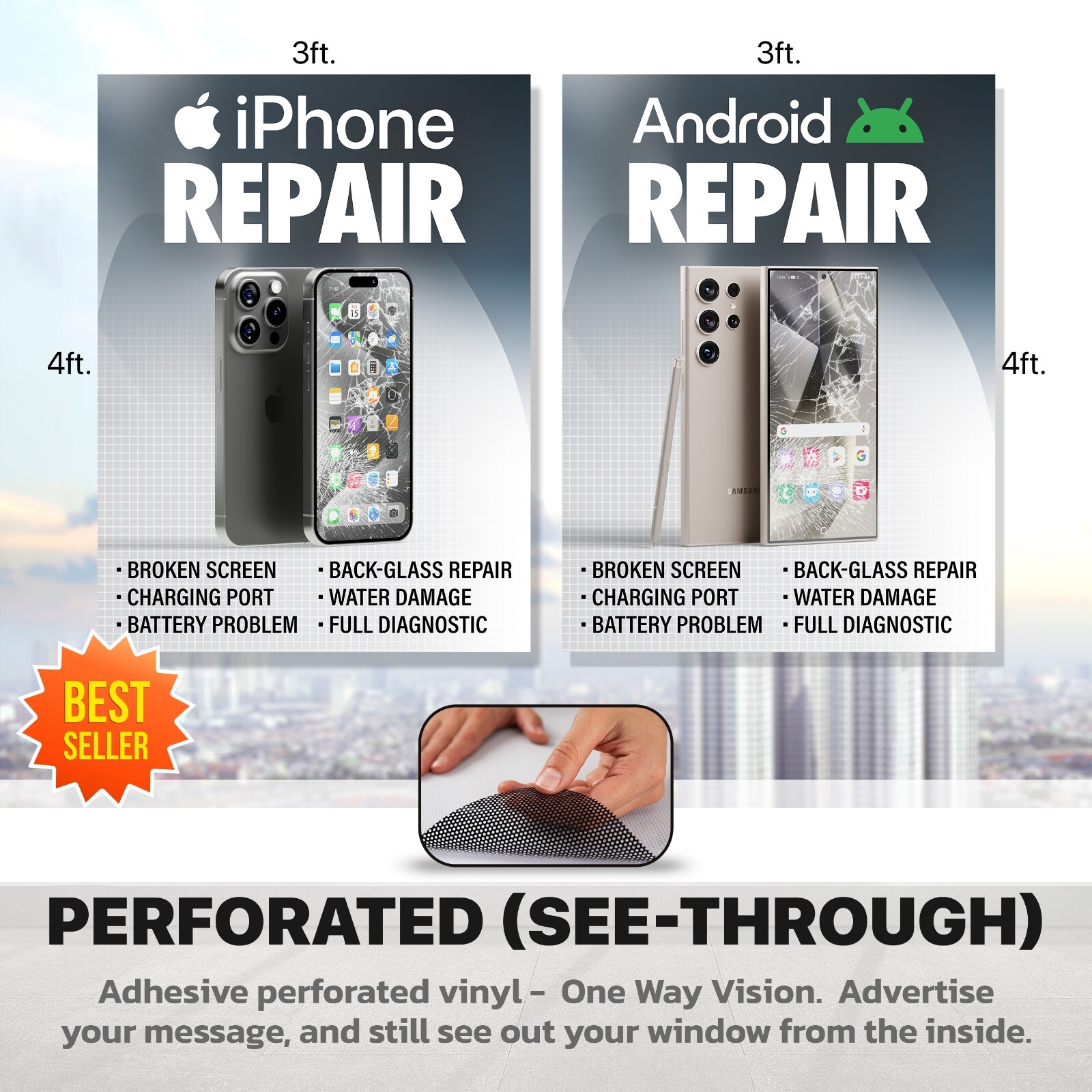 iPhone Android Smartphone Repair Window Wrap Sign Banner Apple Samsung Graphics
