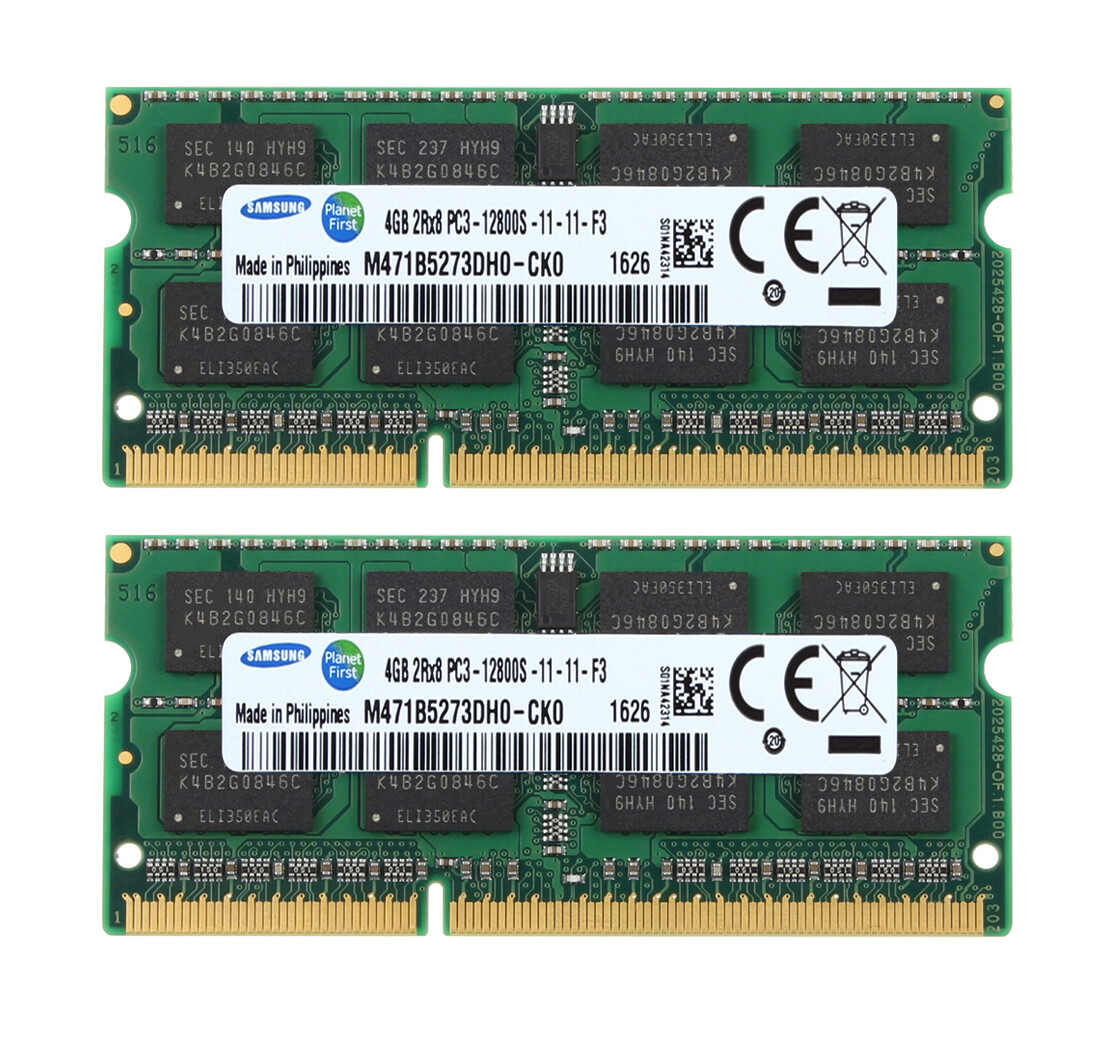 8GB Samsung (2X 4GB) PC3-12800S DDR3 1600Mhz 204pin SODIMM Laptop RAM Memory #ew