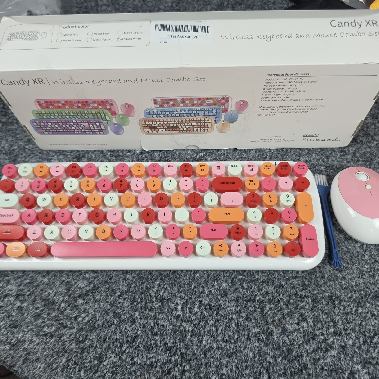 Candy XR Wireless Keyboard & Mouse Combo – Retro Round Keys – Colorful Design
