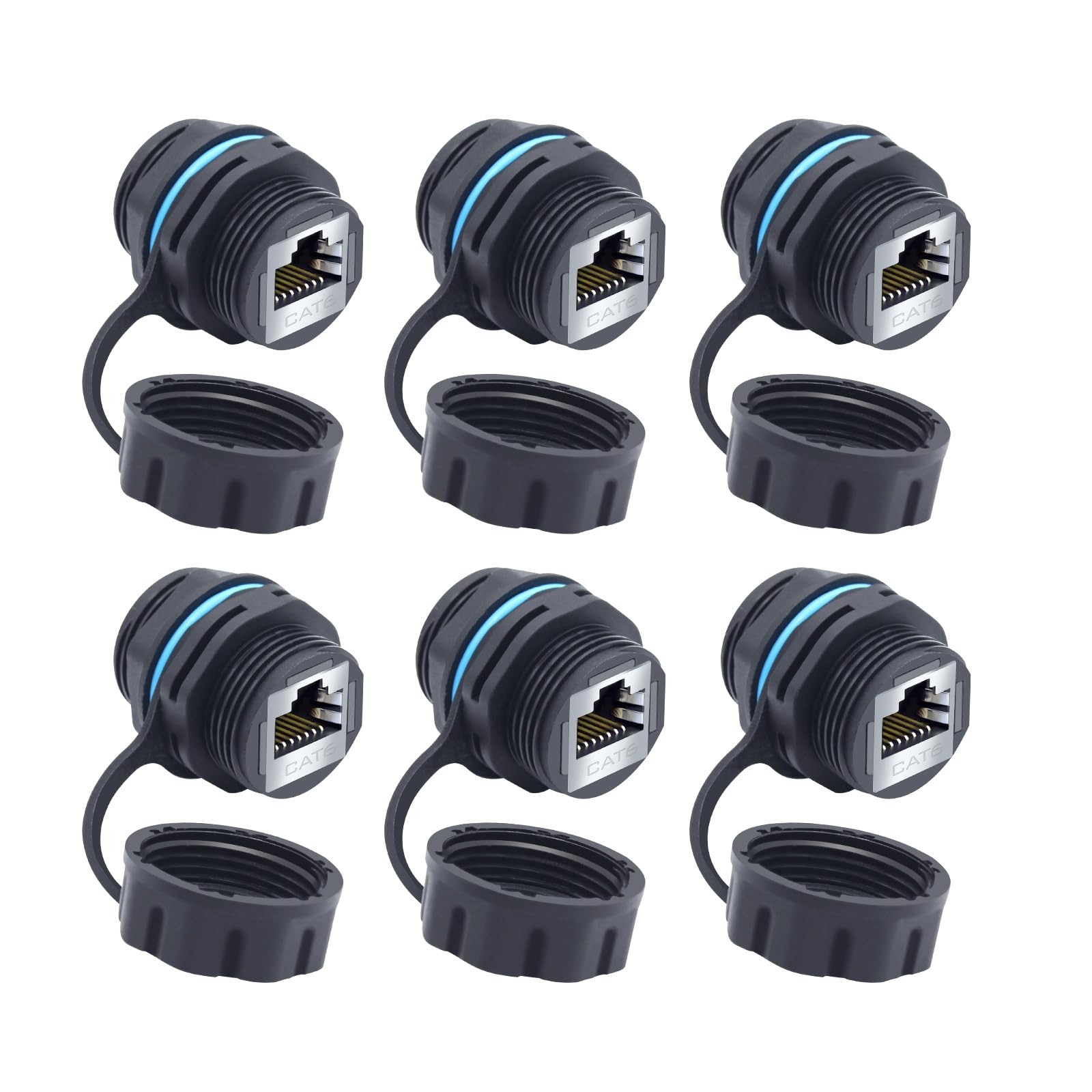 6 PCS RJ45 CAT6 Panel Mounting Shielded Waterproof Connector Cat5/5e/6 Adapter