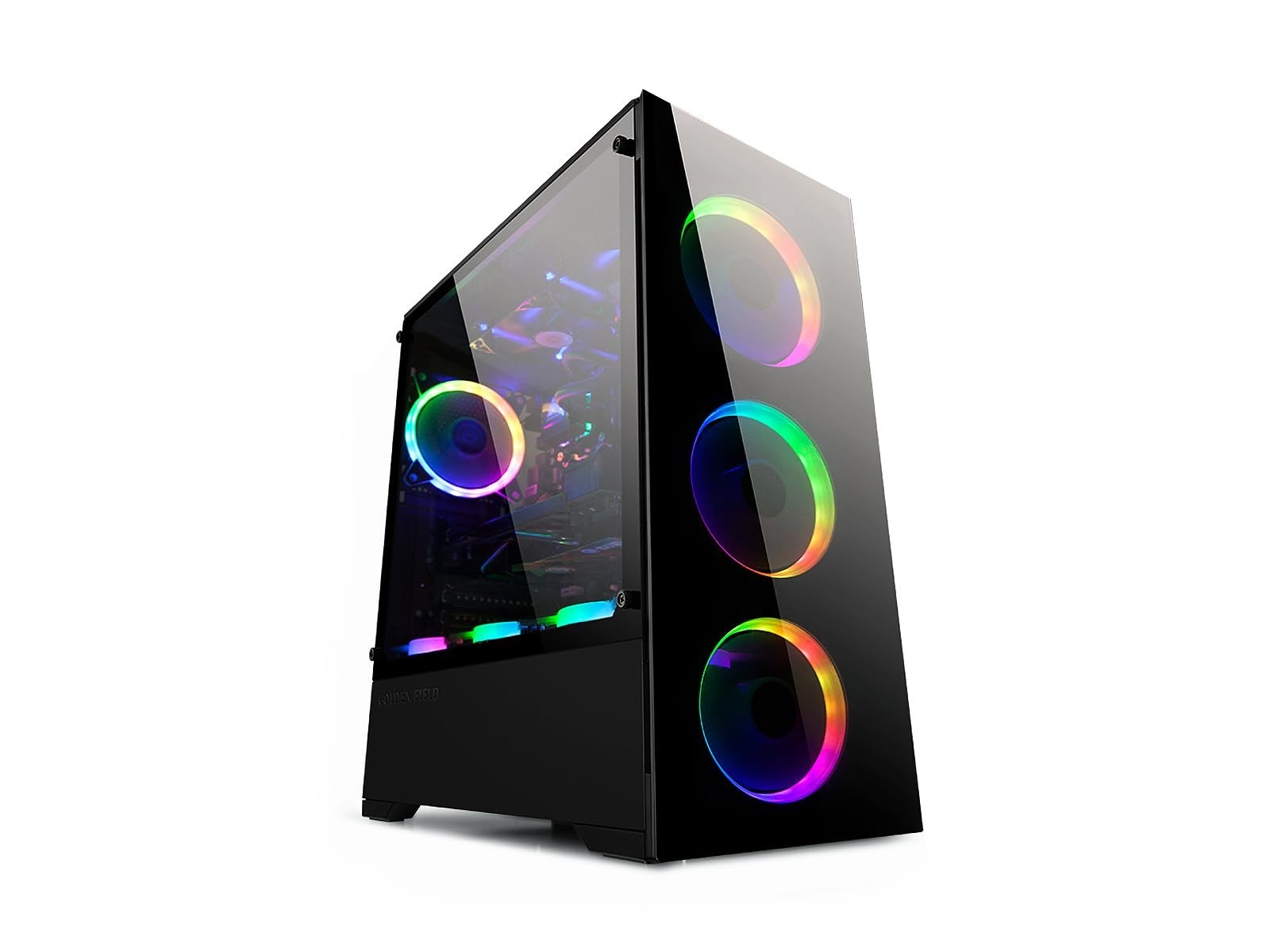 Caja de PC con paneles de vidrio templado (ventiladores vendidos por separado)