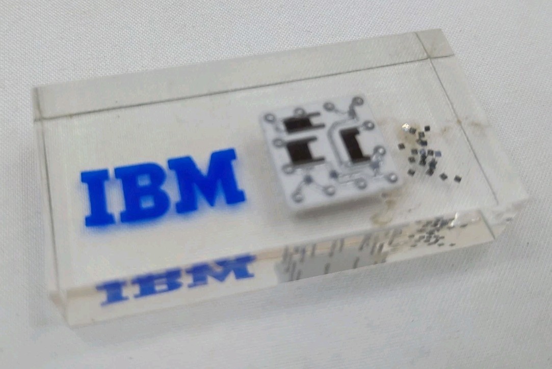 Vintage Original, IBM SLT CPU Computer Chip Lucite Incased 1.75” RARE Tech Piece