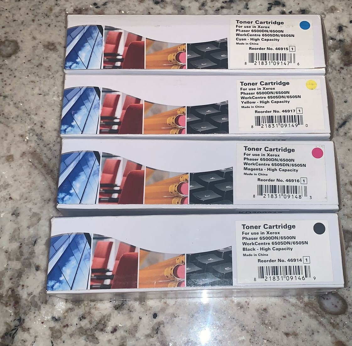 Compatible Toner Cartridges Set For XEROX Phaser 6500DN/6500N, Set Of 4, New