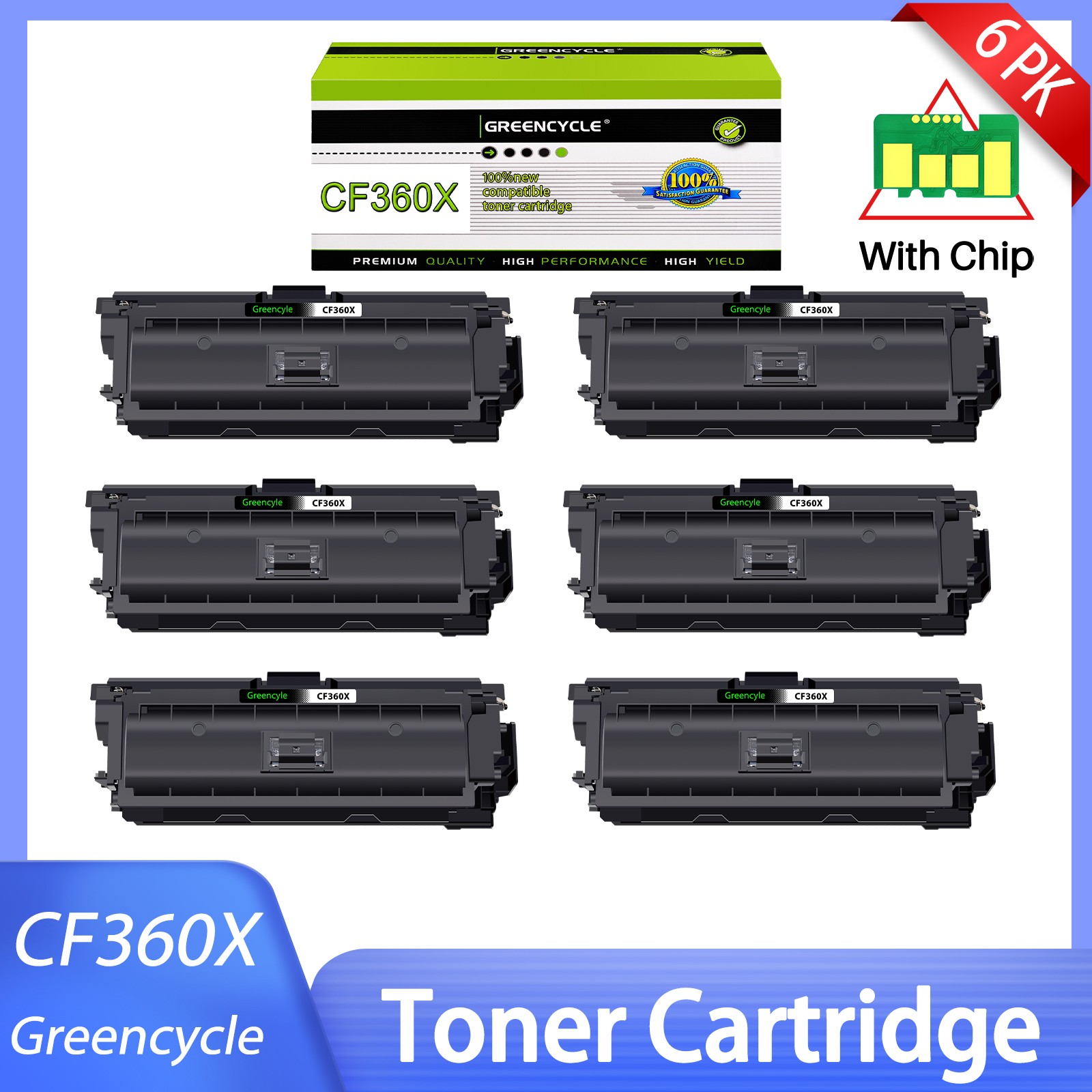 6PK CF360X 508X Toner Fit For HP Black LaserJet Enterprise M553n M553x MFP M577c