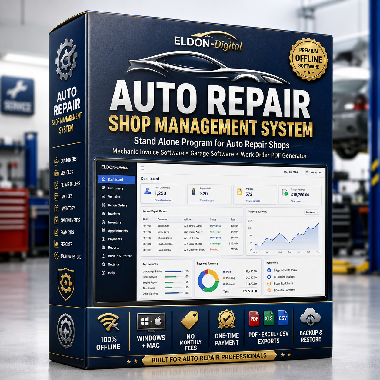 Auto Repair Shop Software USB Mechanic Invoicing Inventory Windows Mac