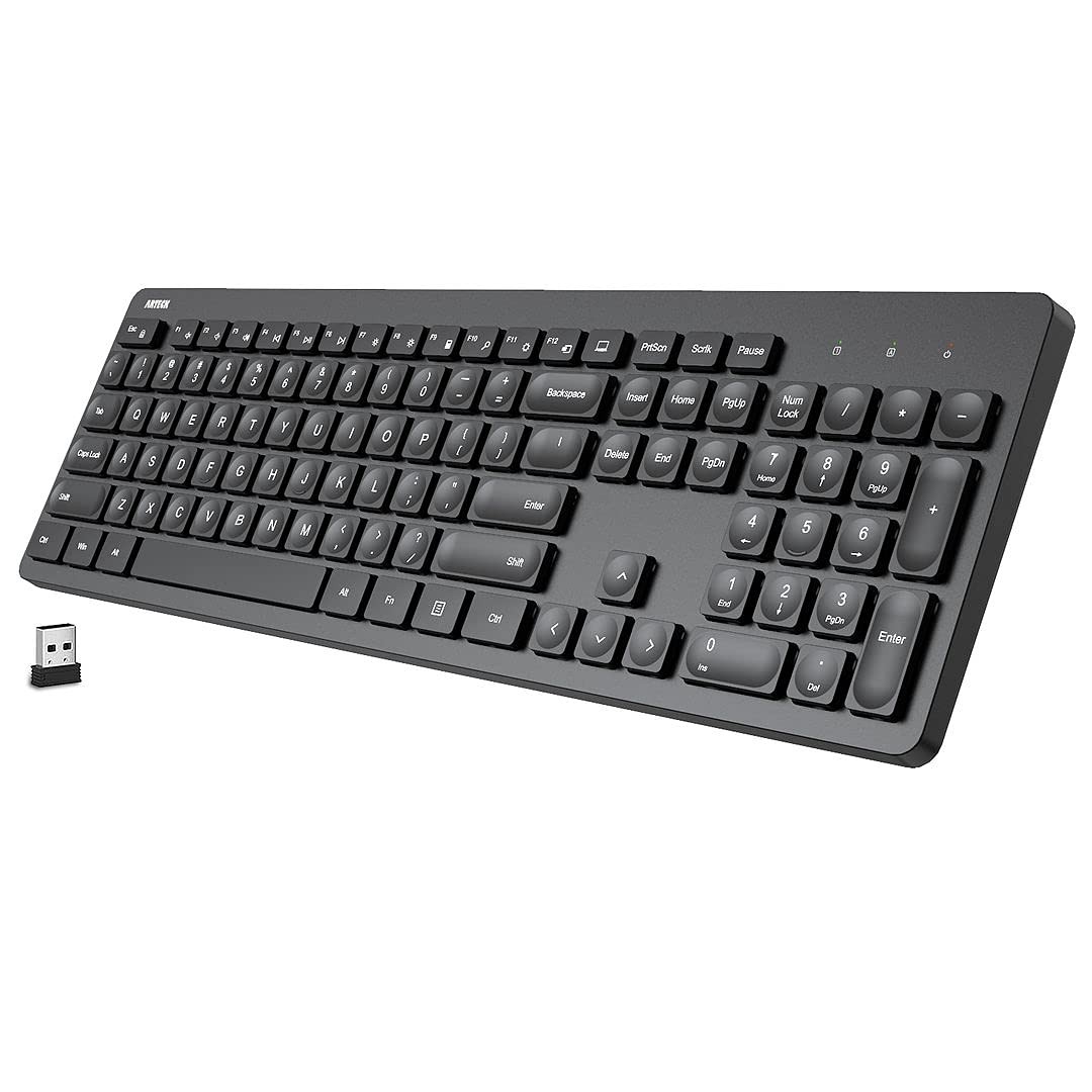 2.4G Full Size Wireless Keyboard with Numeric Keypad for PC Laptop Smart TV