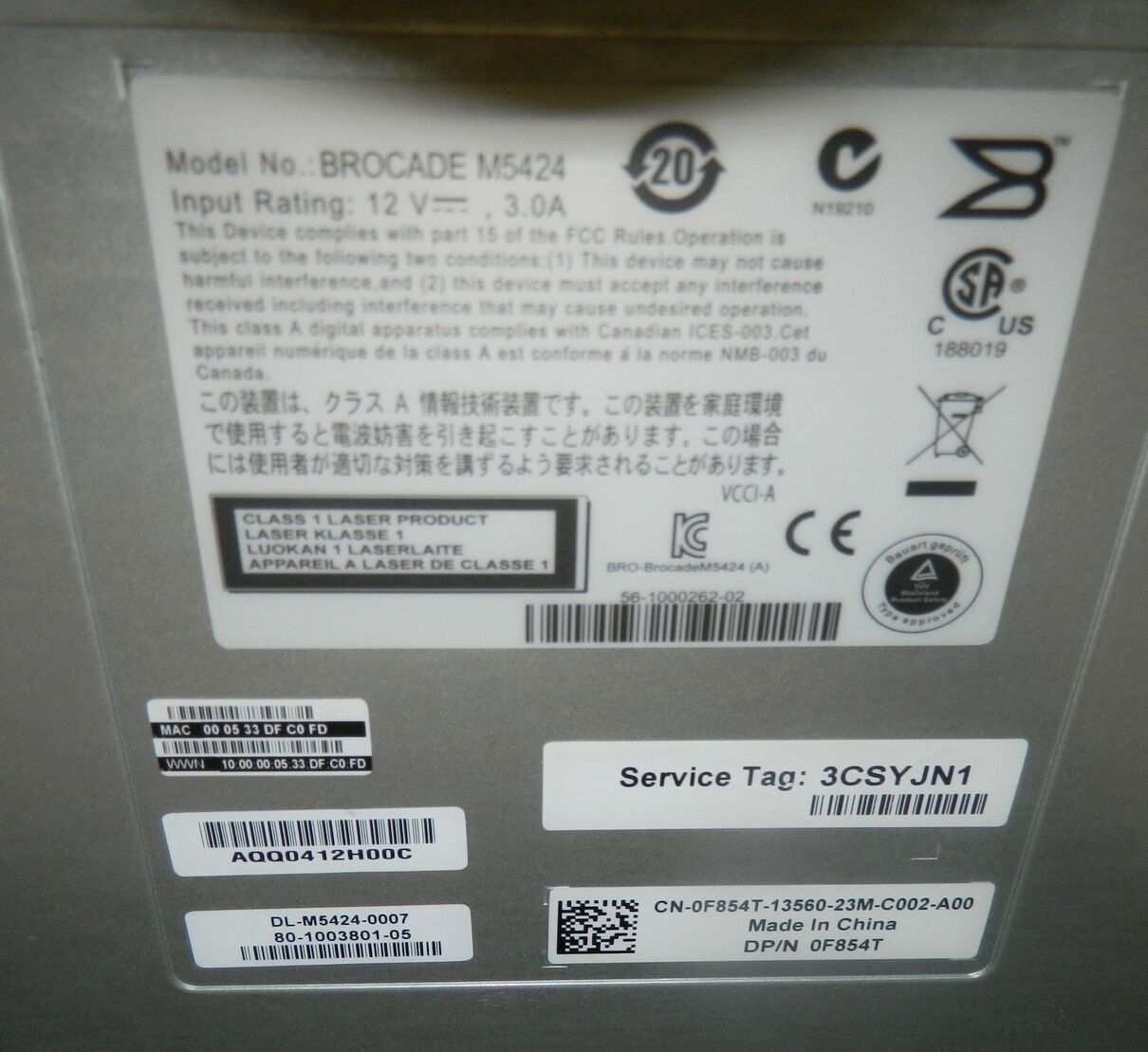 DELL Brocade M5424 M 5424 8Gb Fibre Channel Switch 0F854T